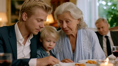 Family Dining Together At A Formal Dinner Party