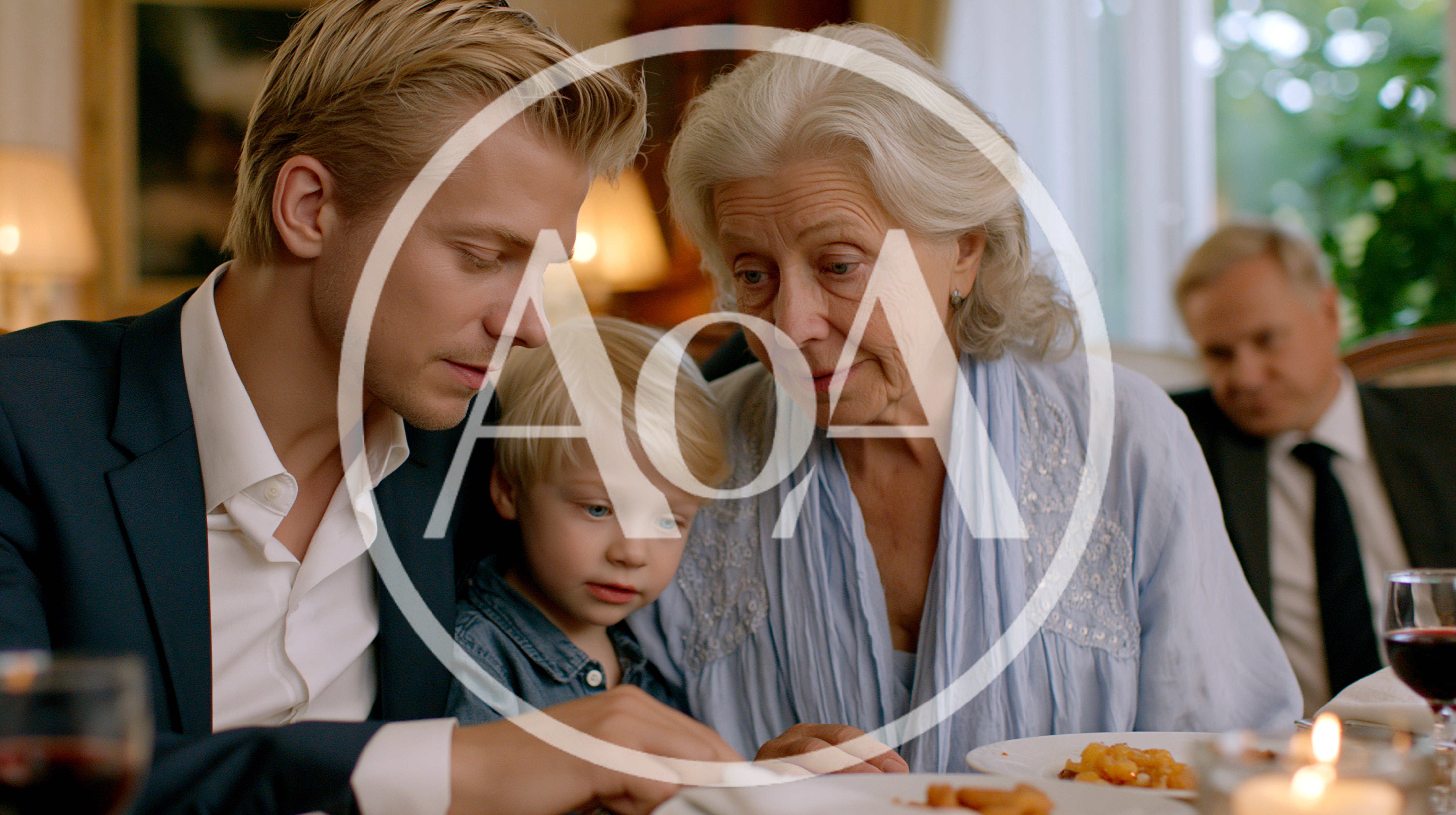 Family Dining Together At A Formal Dinner Party