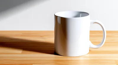 White Ceramic Coffee Mug on Wooden Table