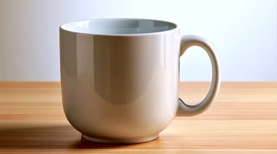 Empty White Ceramic Coffee Mug On Wooden Table