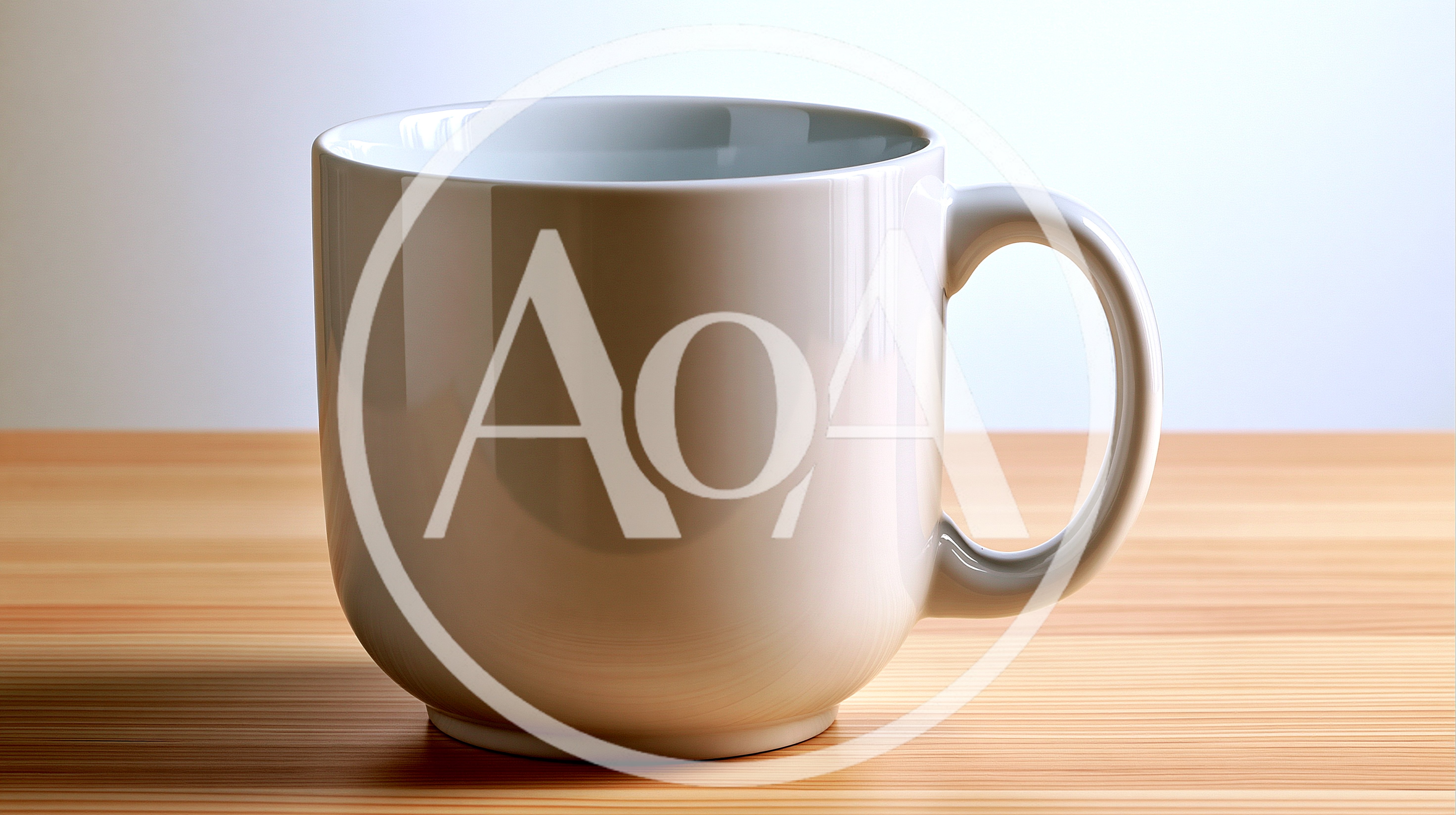 Empty White Ceramic Coffee Mug On Wooden Table