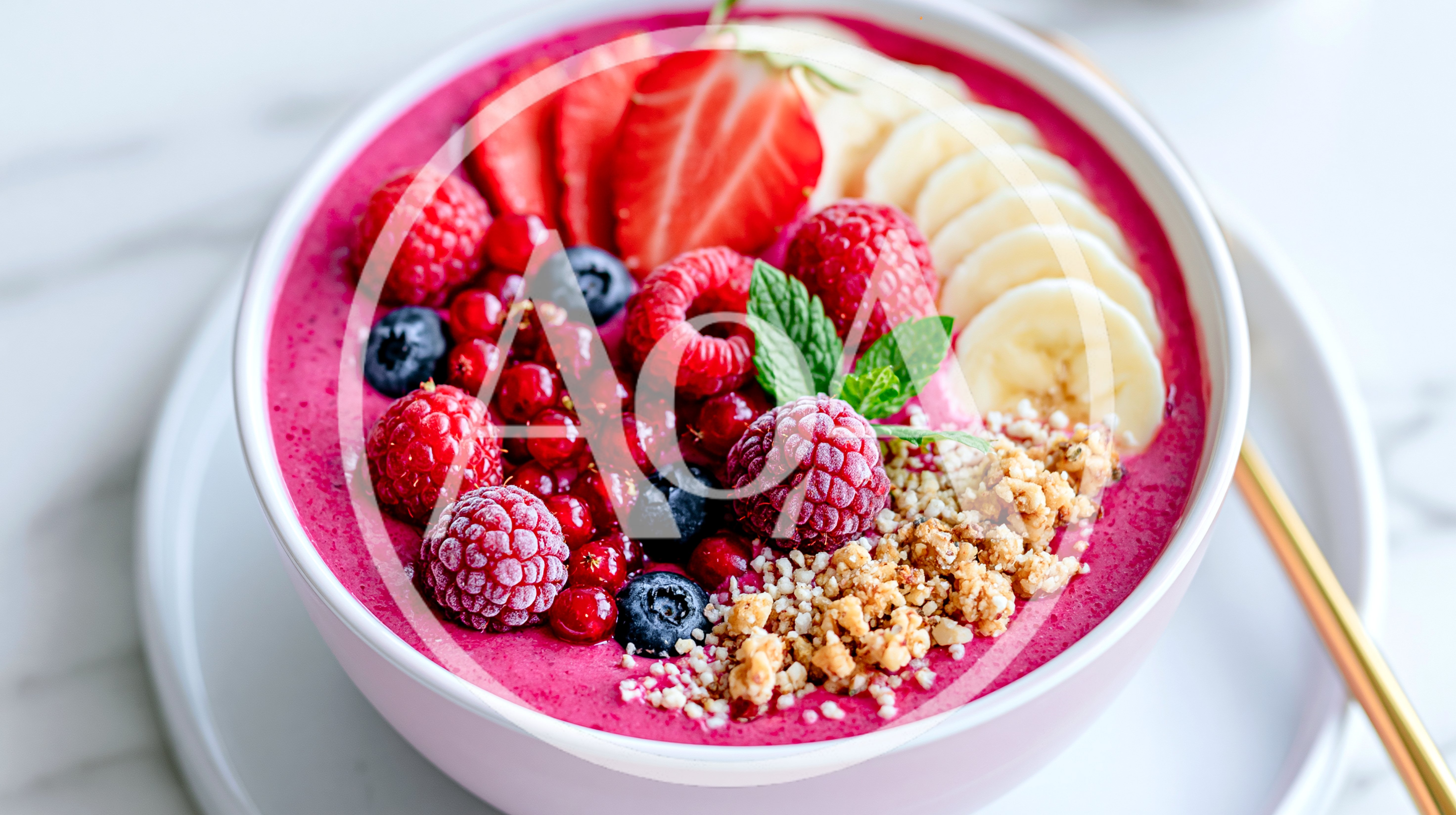 Healthy Berry Smoothie Bowl With Fresh Fruit Toppings