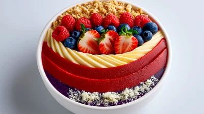 Healthy Acai Smoothie Bowl With Fresh Fruit Toppings
