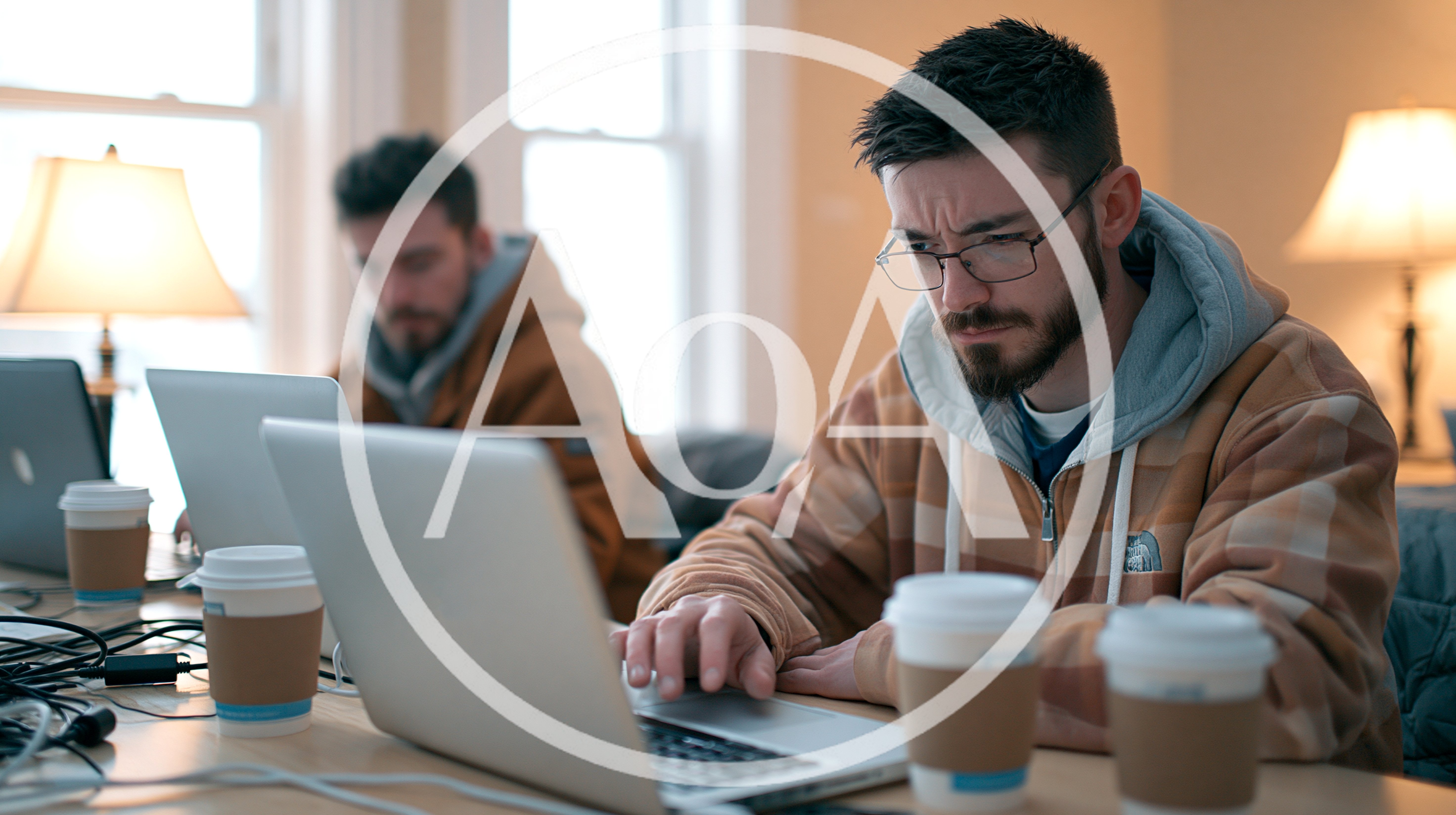 Two Men Working On Laptops In A Shared Office