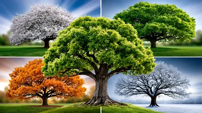 Four Seasons Tree Collage Showing Seasonal Changes