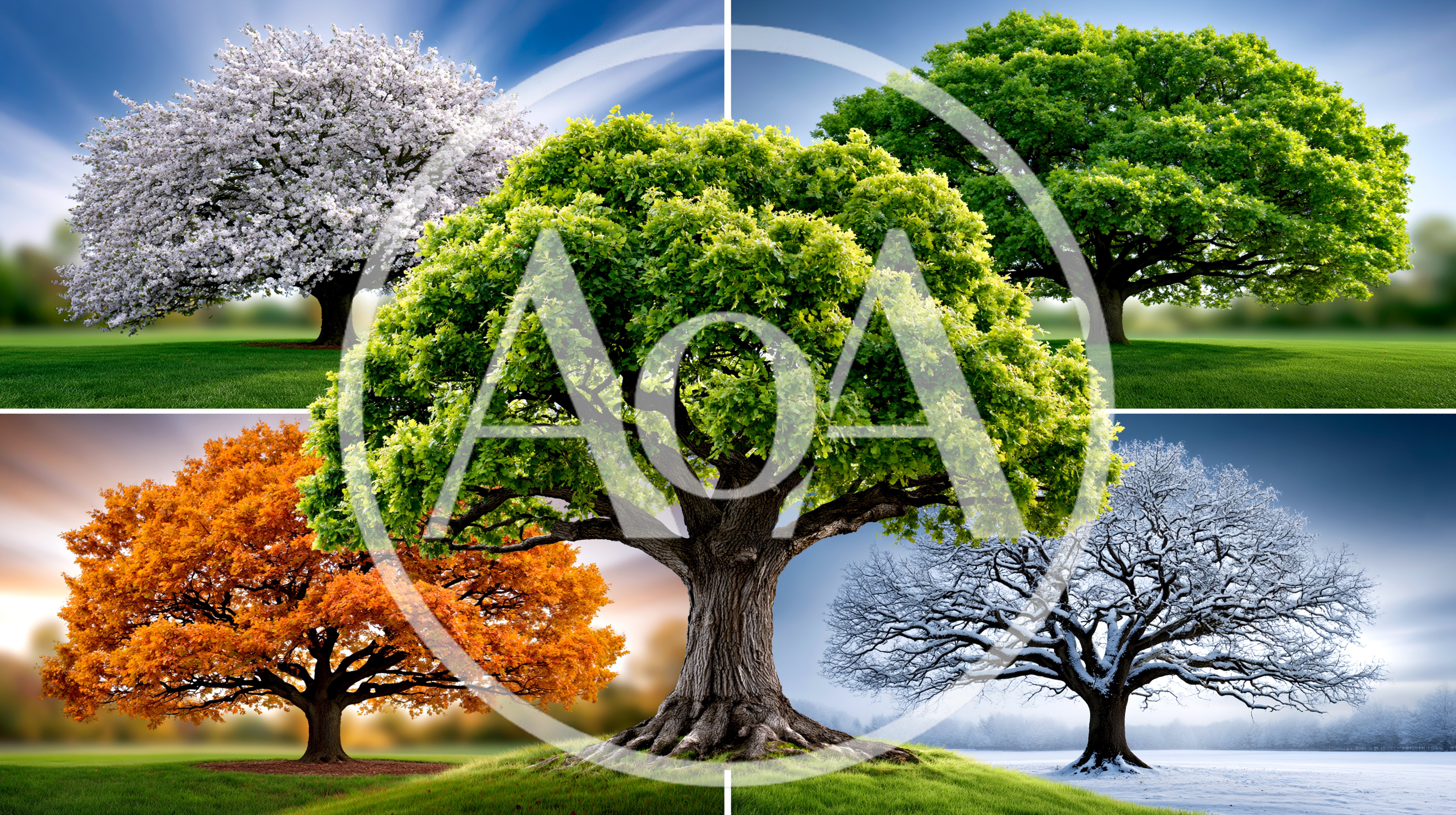 Four Seasons Tree Collage Showing Seasonal Changes