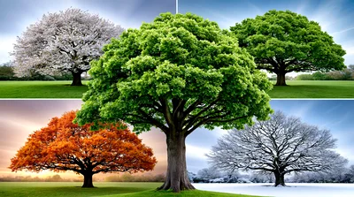 Four Seasons Tree Collage Showing Seasonal Changes