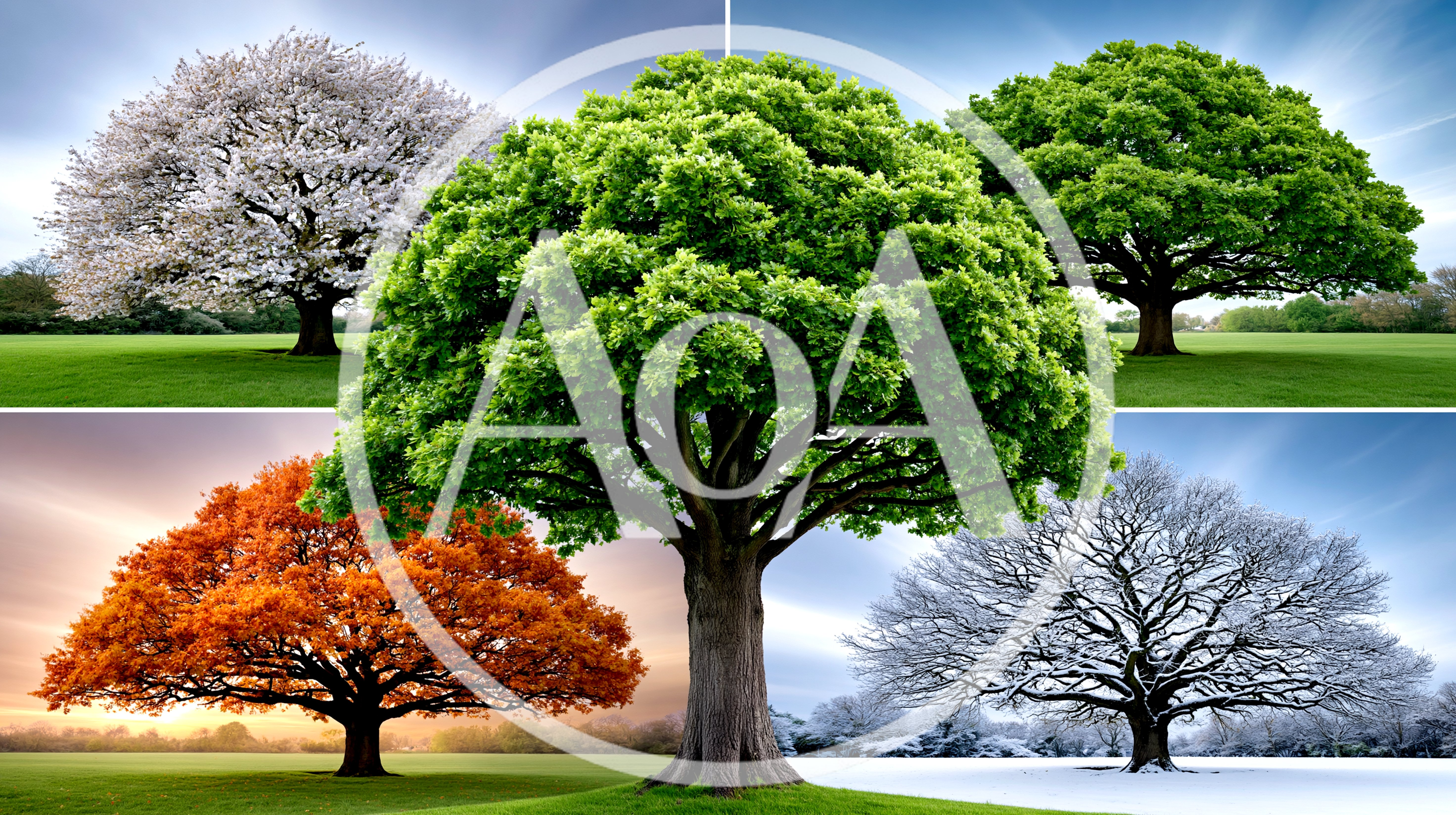 Four Seasons Tree Collage Showing Seasonal Changes