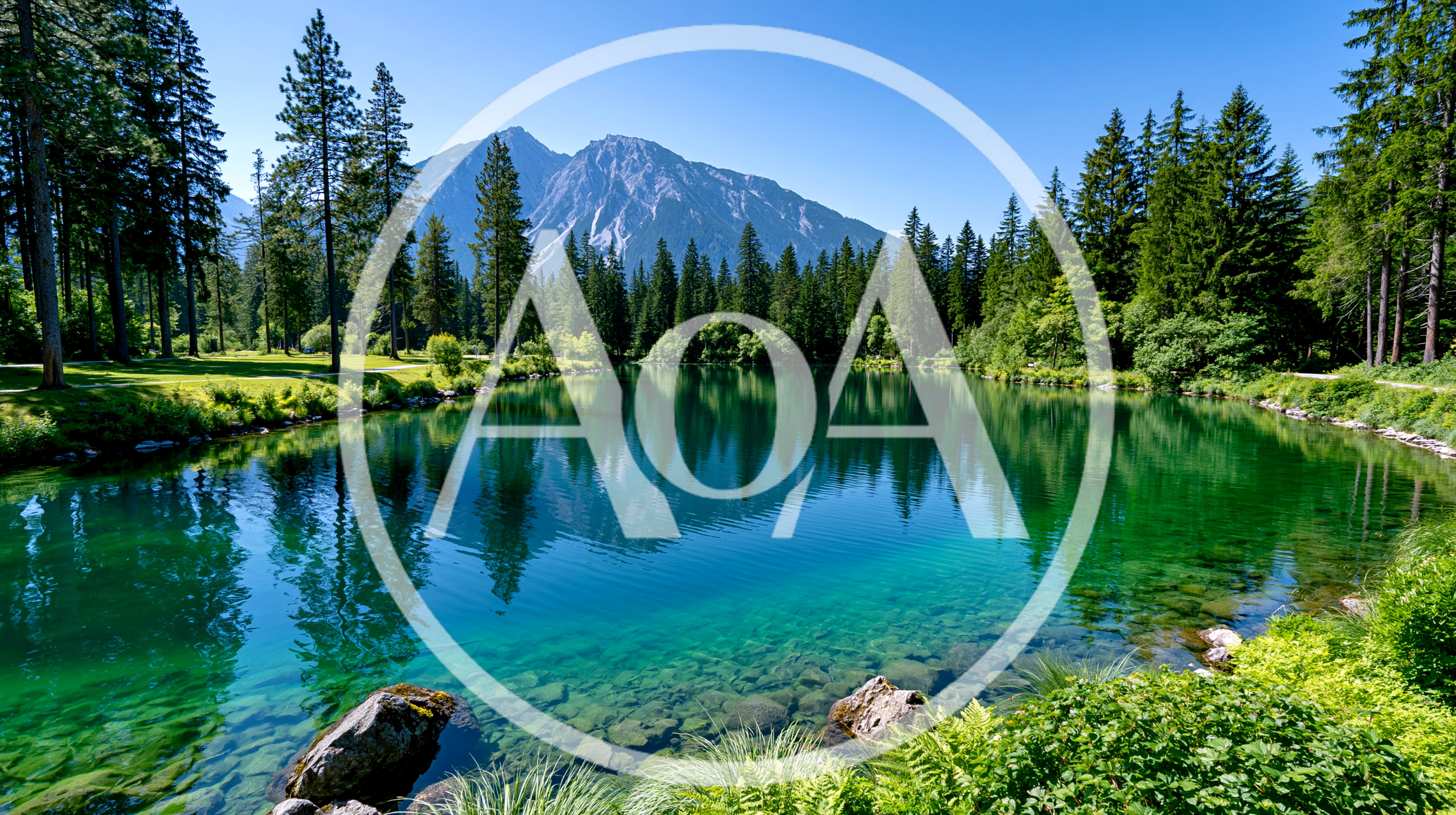 Crystal Clear Alpine Lake With Mountain Reflection