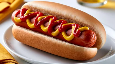 Classic Hot Dog With Mustard And Ketchup