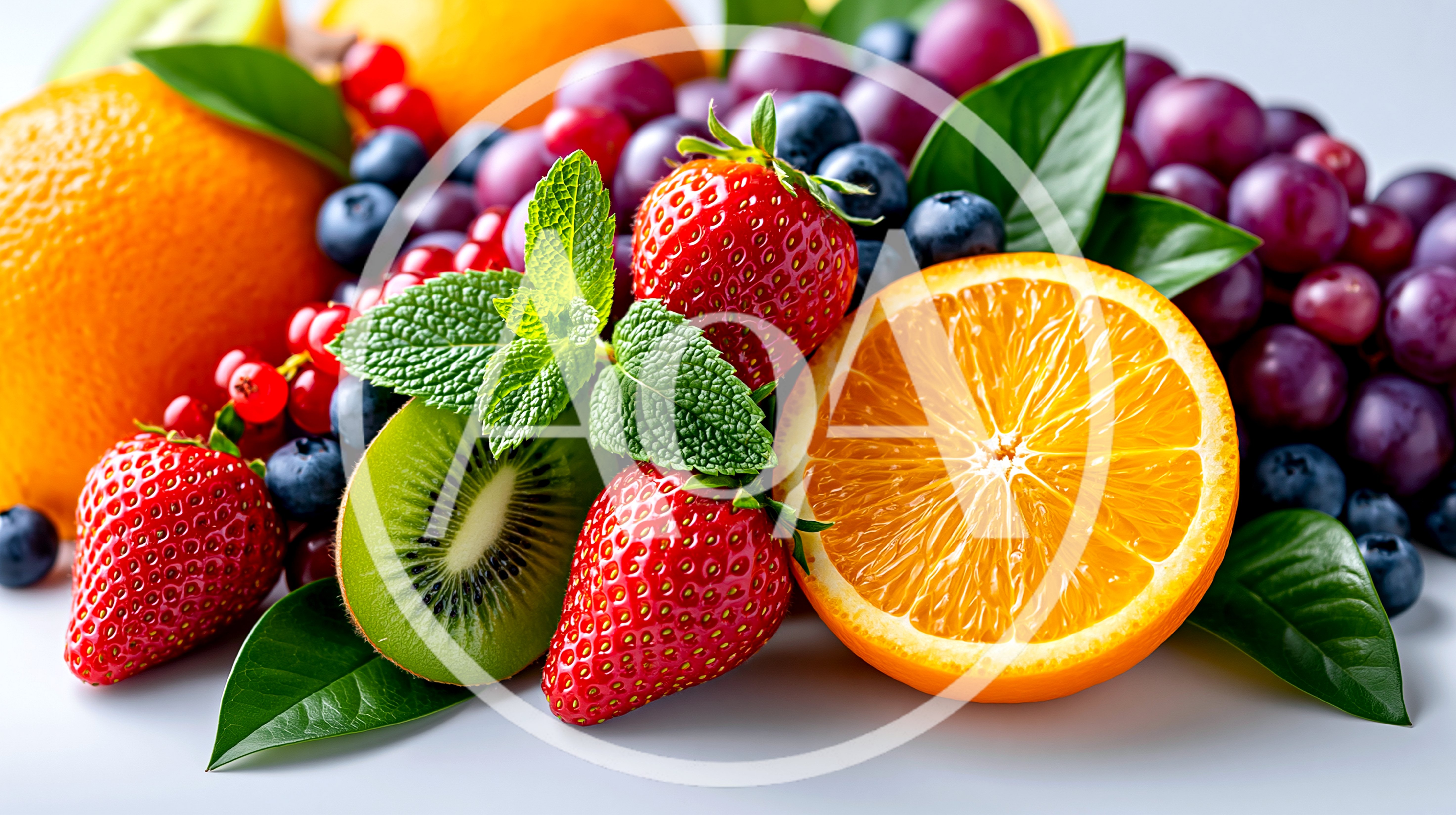 Fresh Assorted Fruits With Mint Leaves