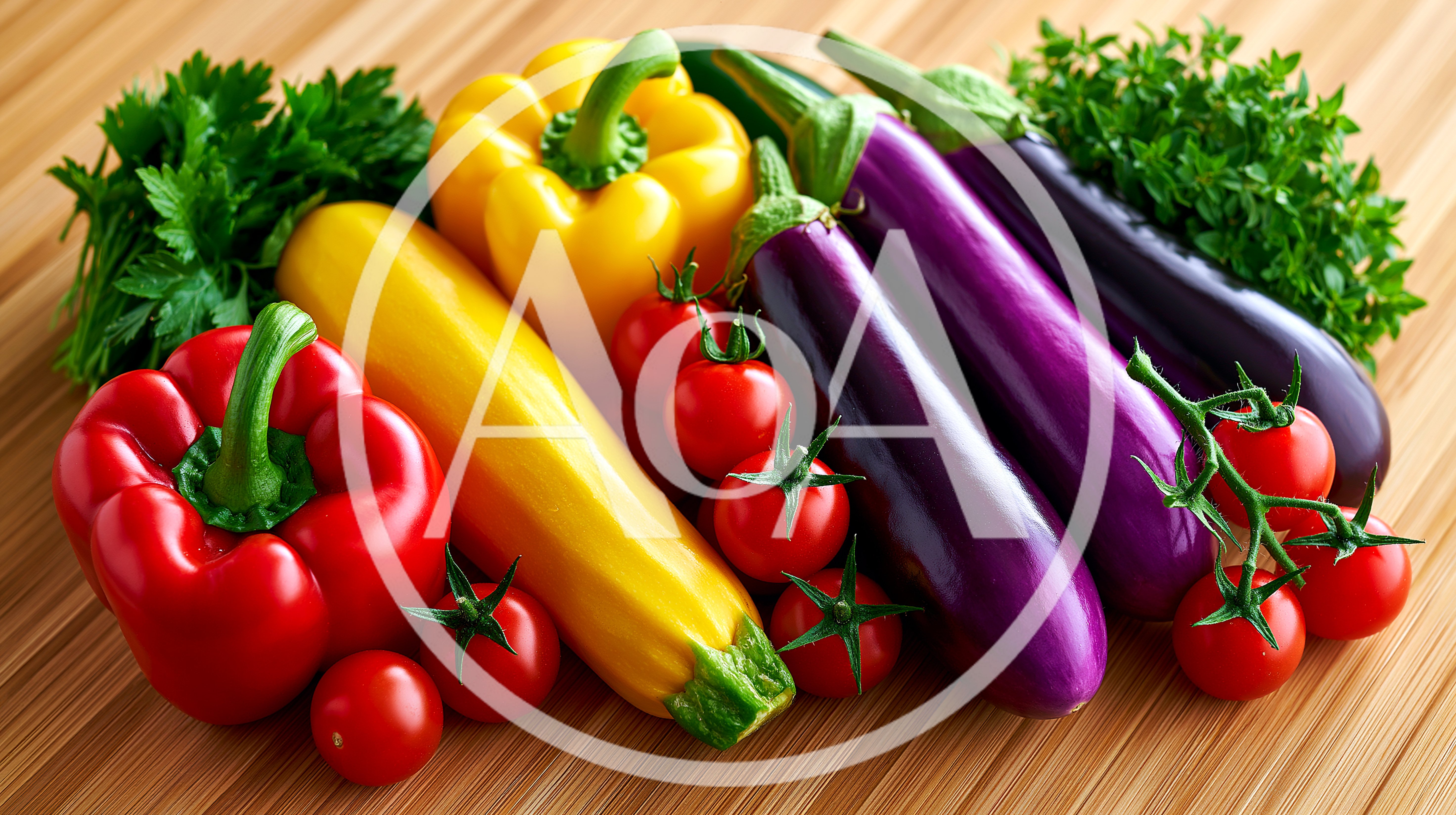 Fresh Assorted Vegetables Arranged On Wooden Surface