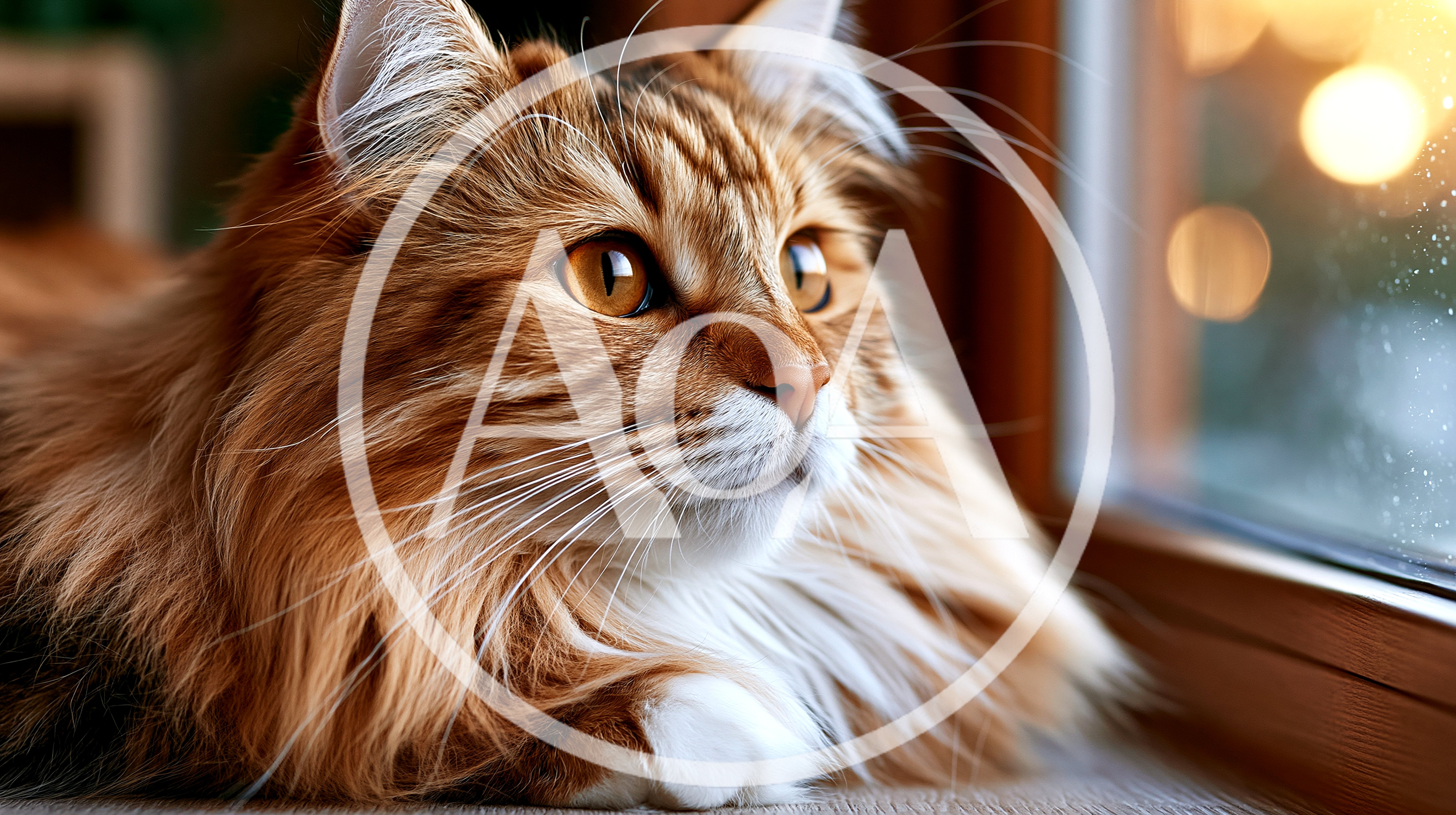 Fluffy Ginger Cat Looking Out A Window