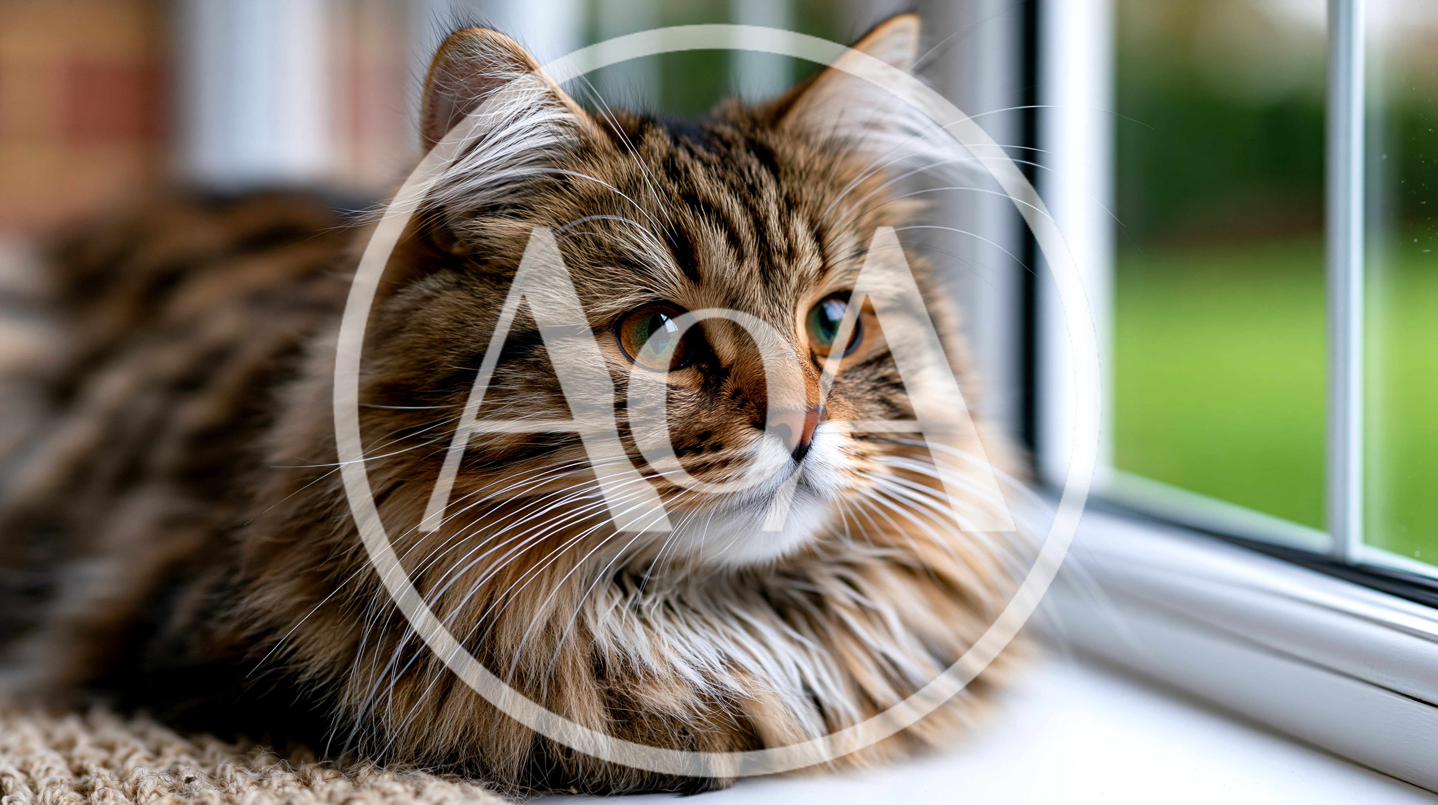 Fluffy Tabby Cat Resting On A Window Sill