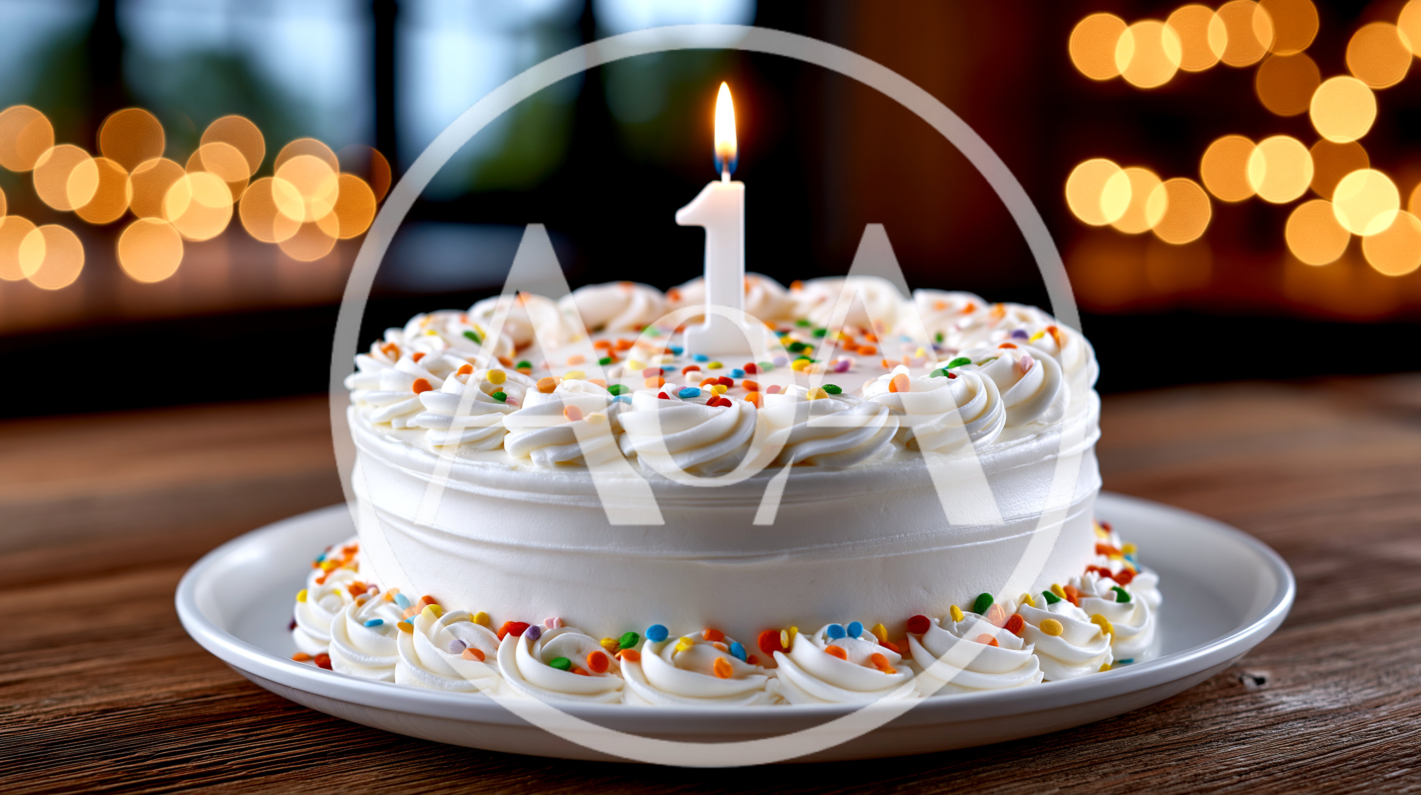 First Birthday Cake With Single Lit Candle