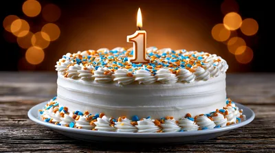 First Birthday Cake With Number One Candle