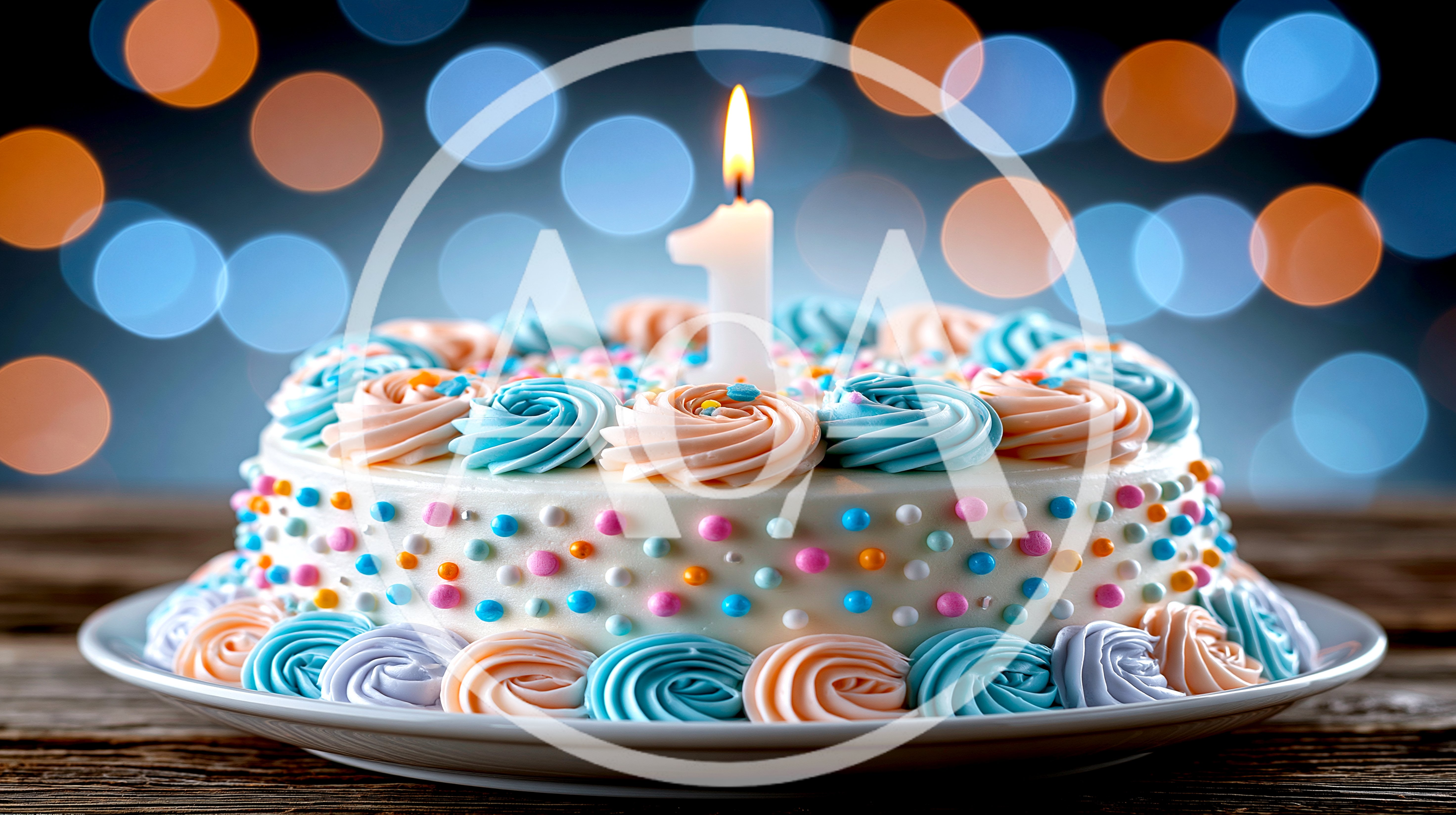 First Birthday Cake With Lit Candle