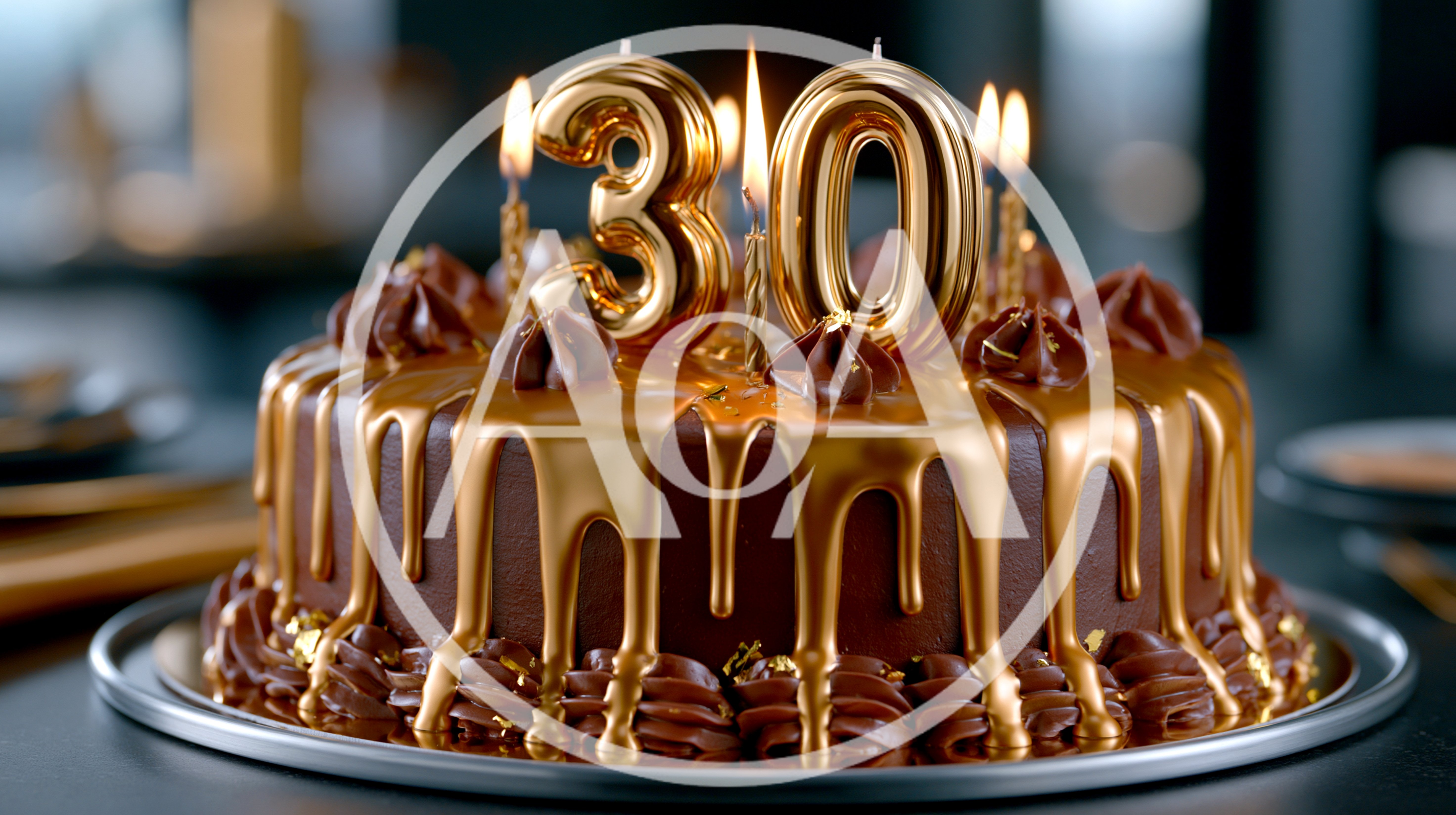 Chocolate Birthday Cake With Gold Drip And Candles