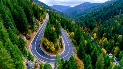 Aerial View Of A Winding Mountain Road
