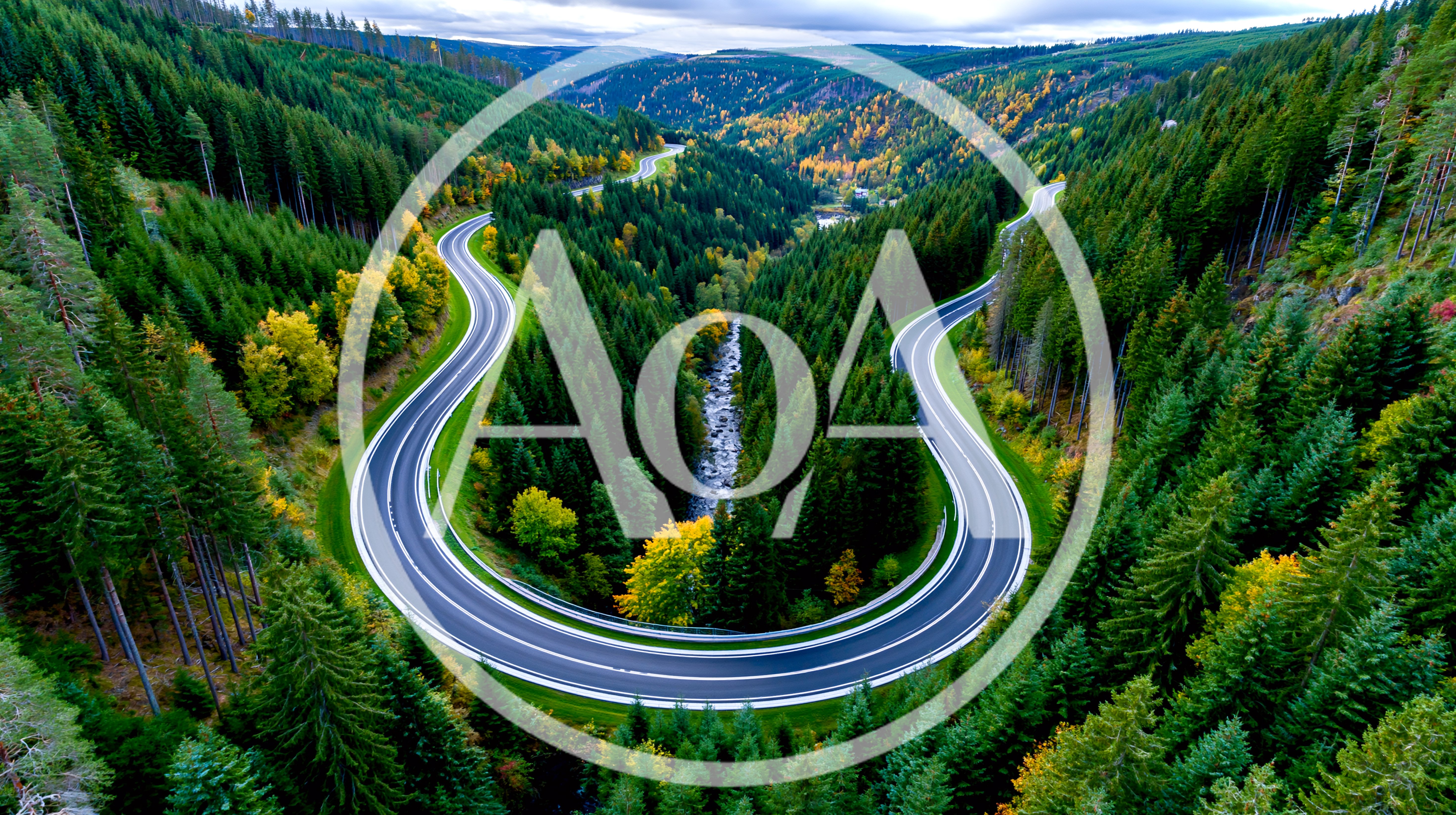 Aerial View Of A Winding Mountain Road