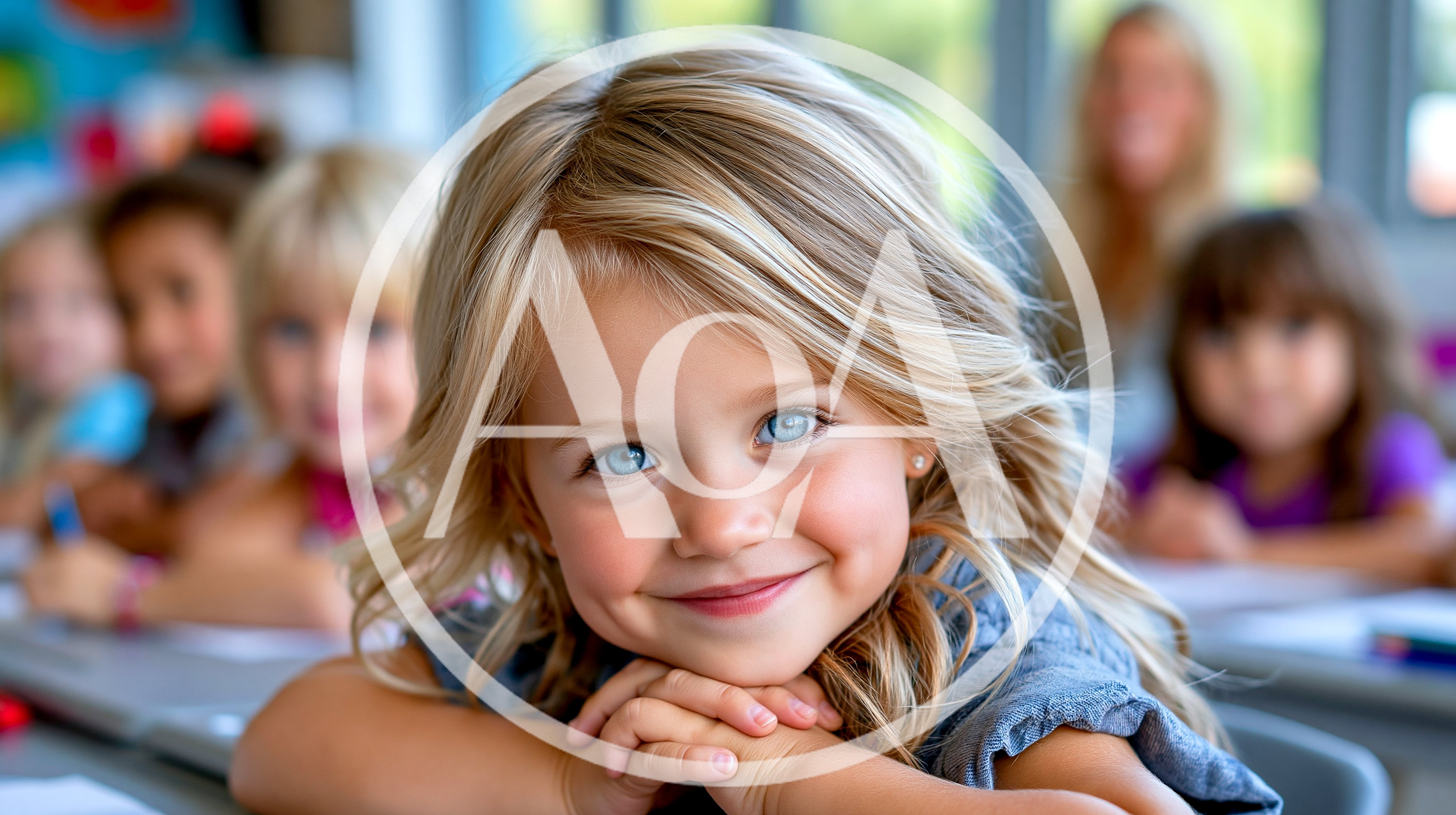Young Blonde Girl Smiling In A Classroom Setting