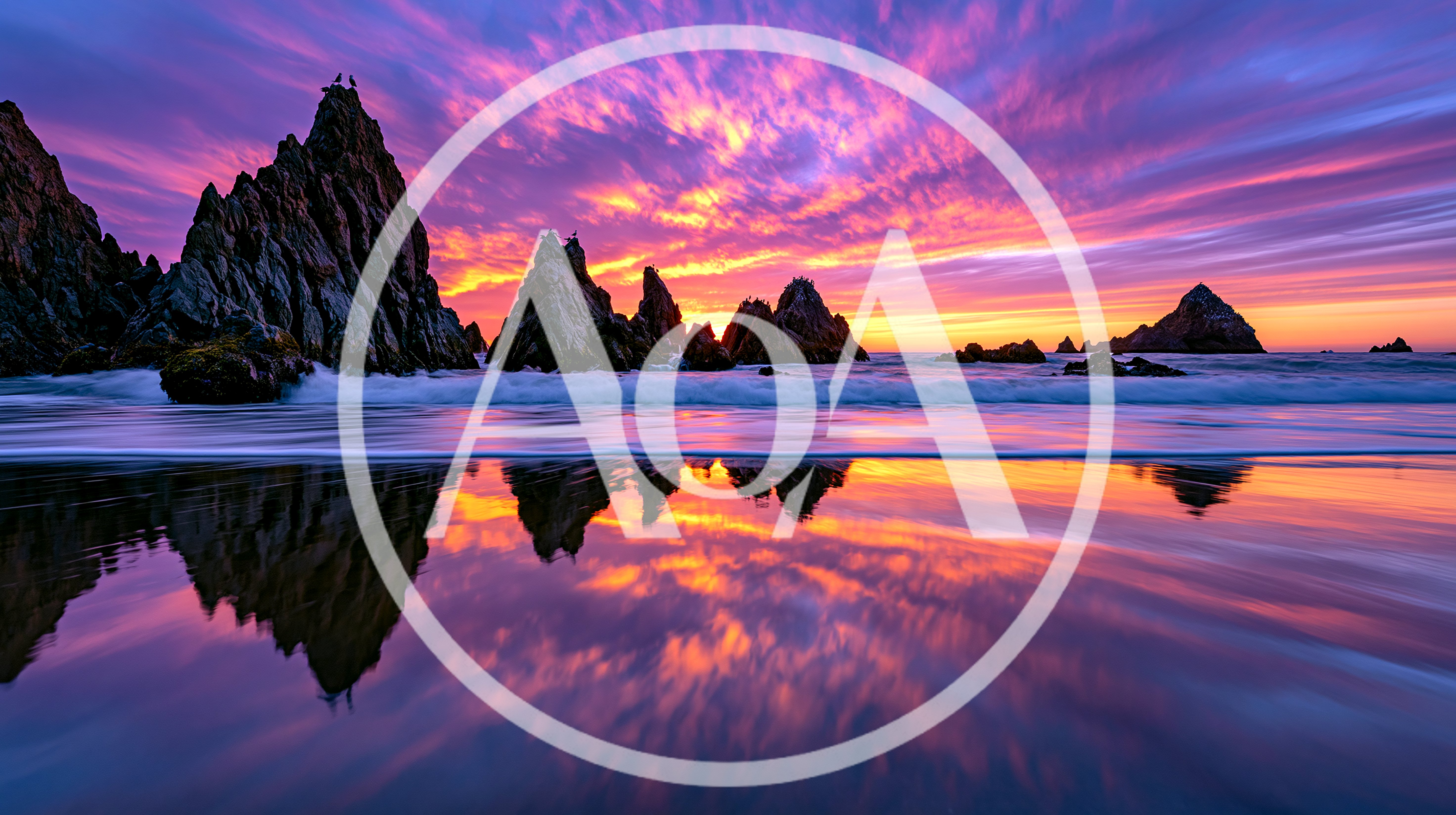 Dramatic Sunset Over Jagged Coastal Rock Formations