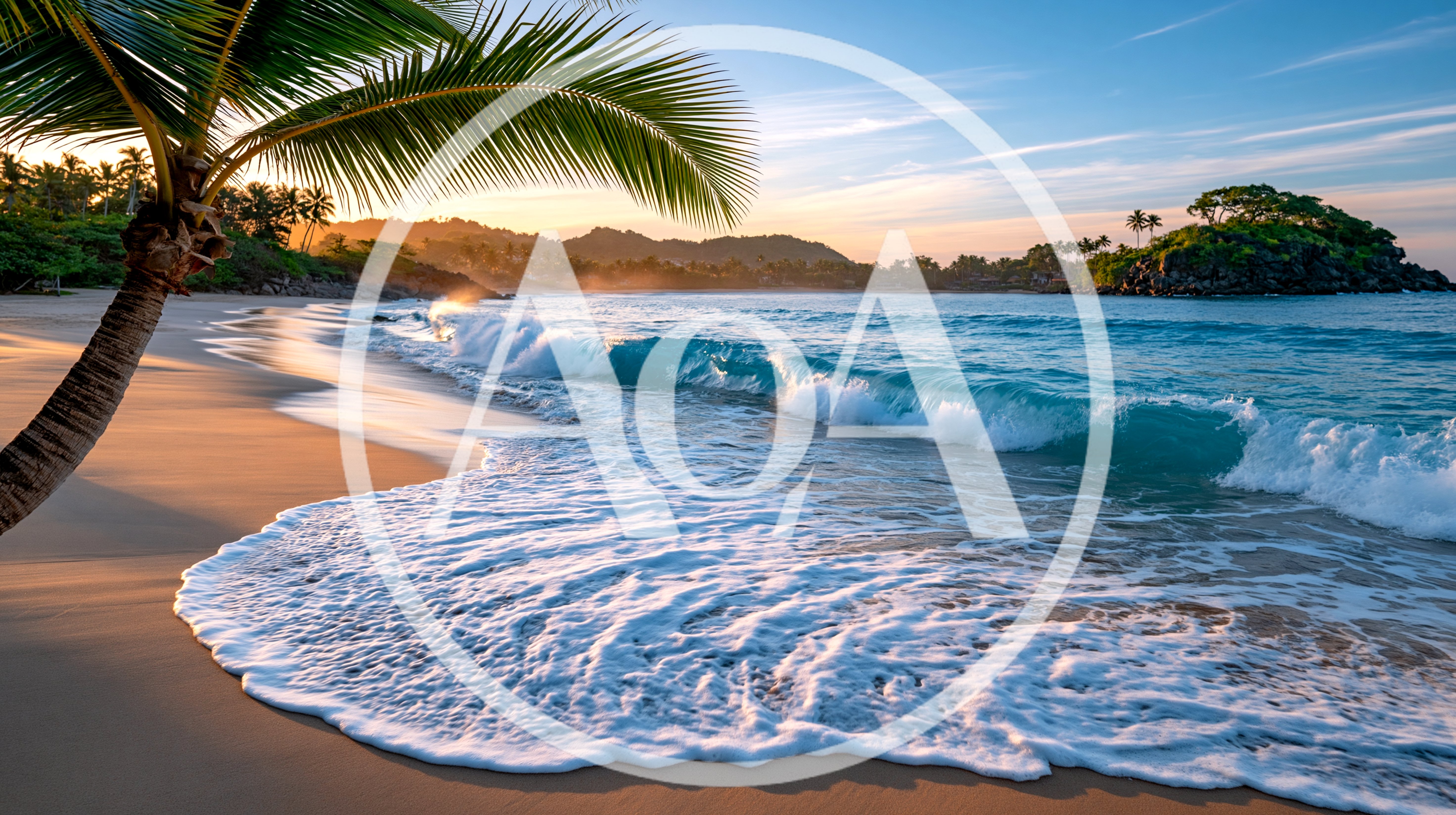 Tropical Beach Sunset With Crashing Ocean Waves