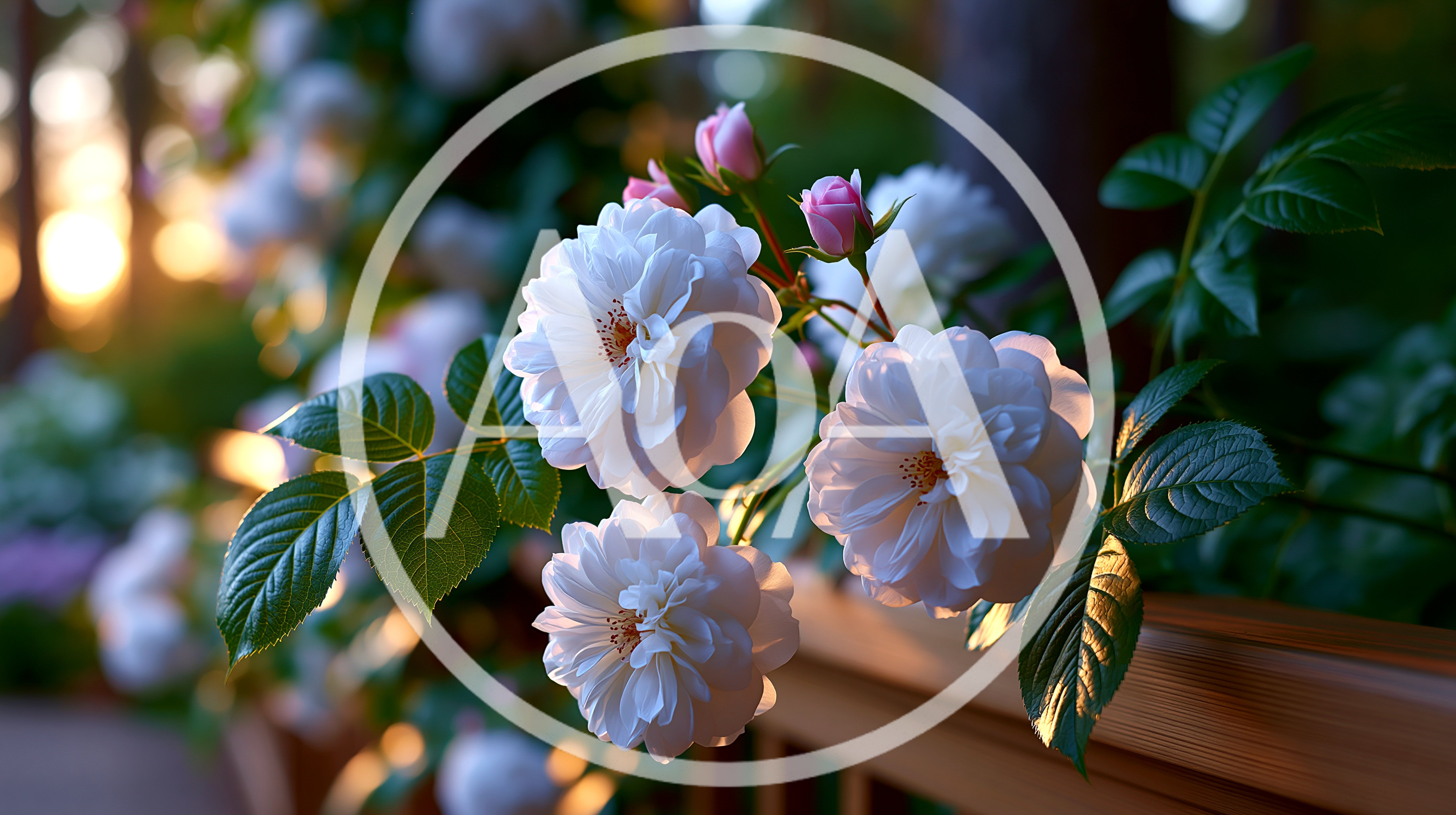 White Roses Blooming On A Wooden Garden Fence