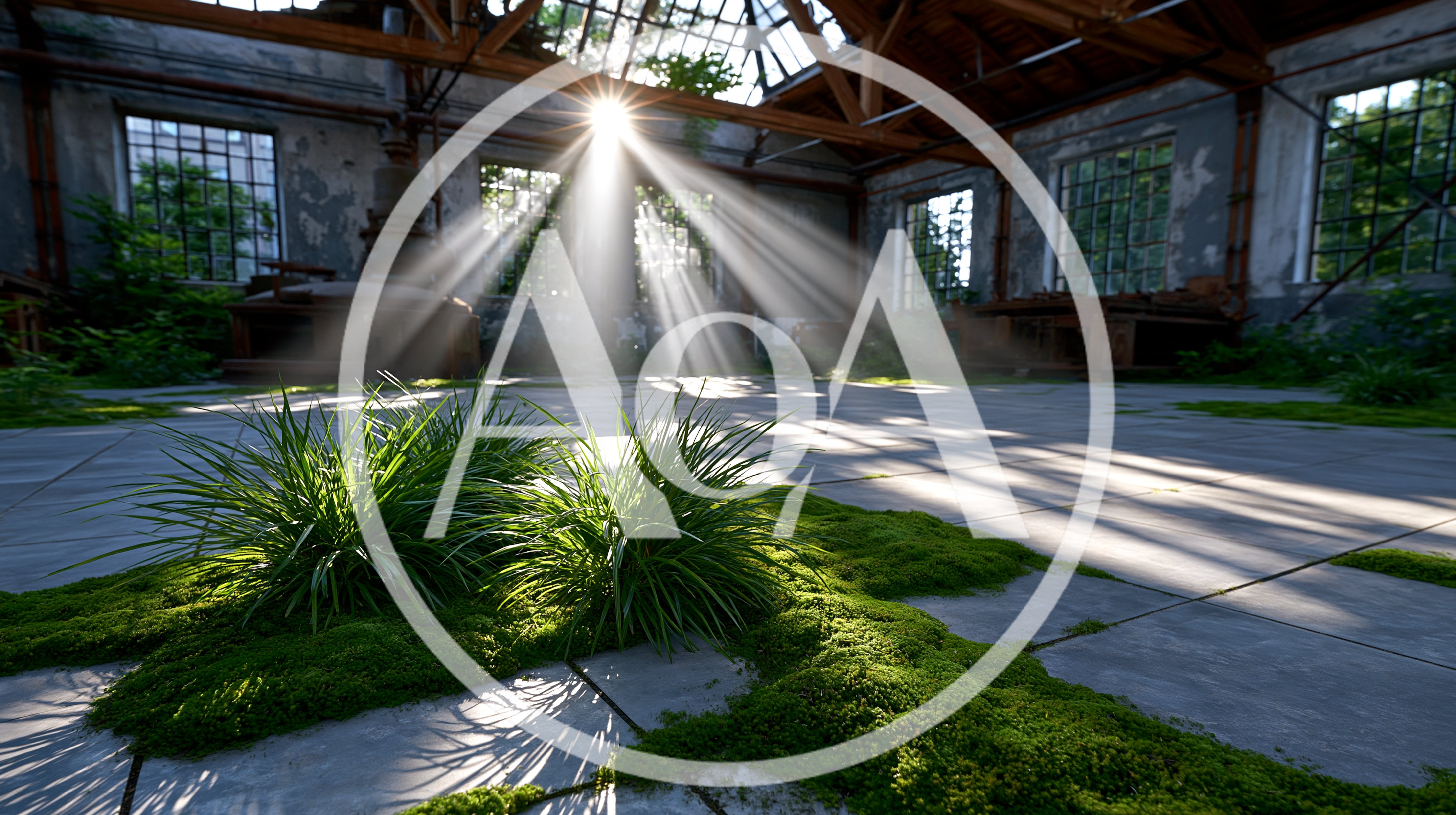 Sunlight Beams Streaming Into Abandoned Industrial Greenhouse