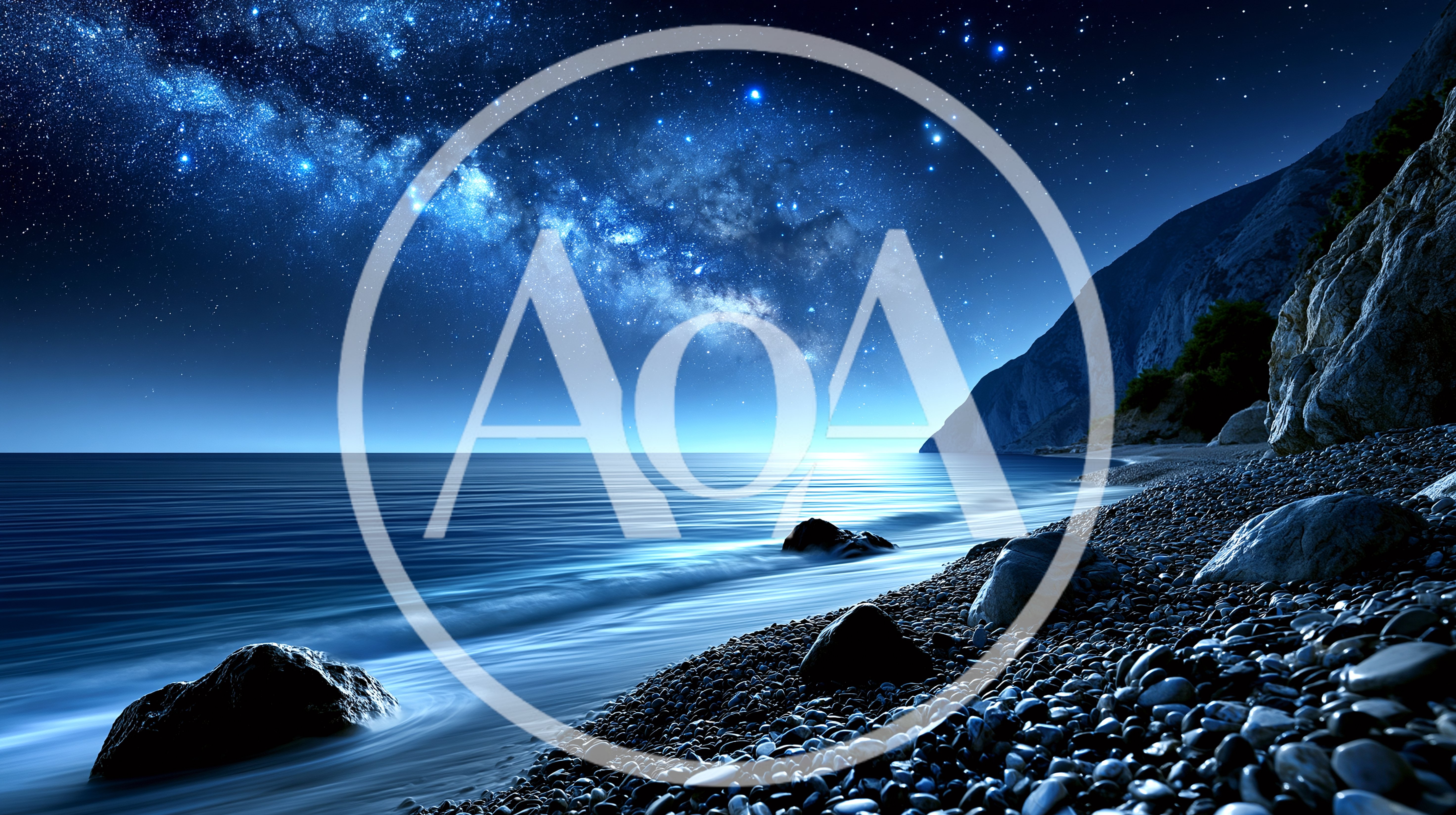 Milky Way Galaxy Over A Rocky Beach At Night