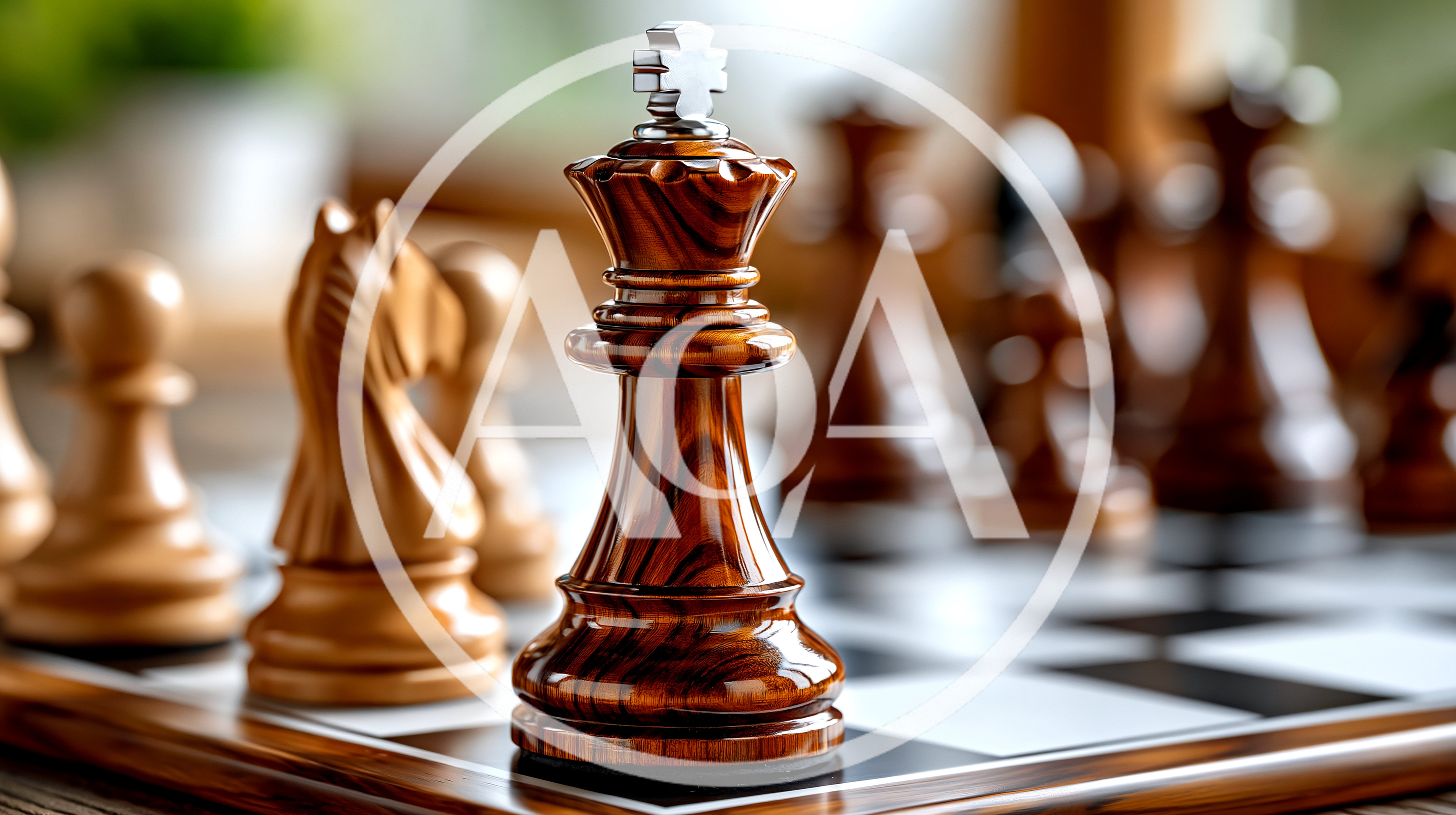 Wooden Chess King Piece Standing On A Board