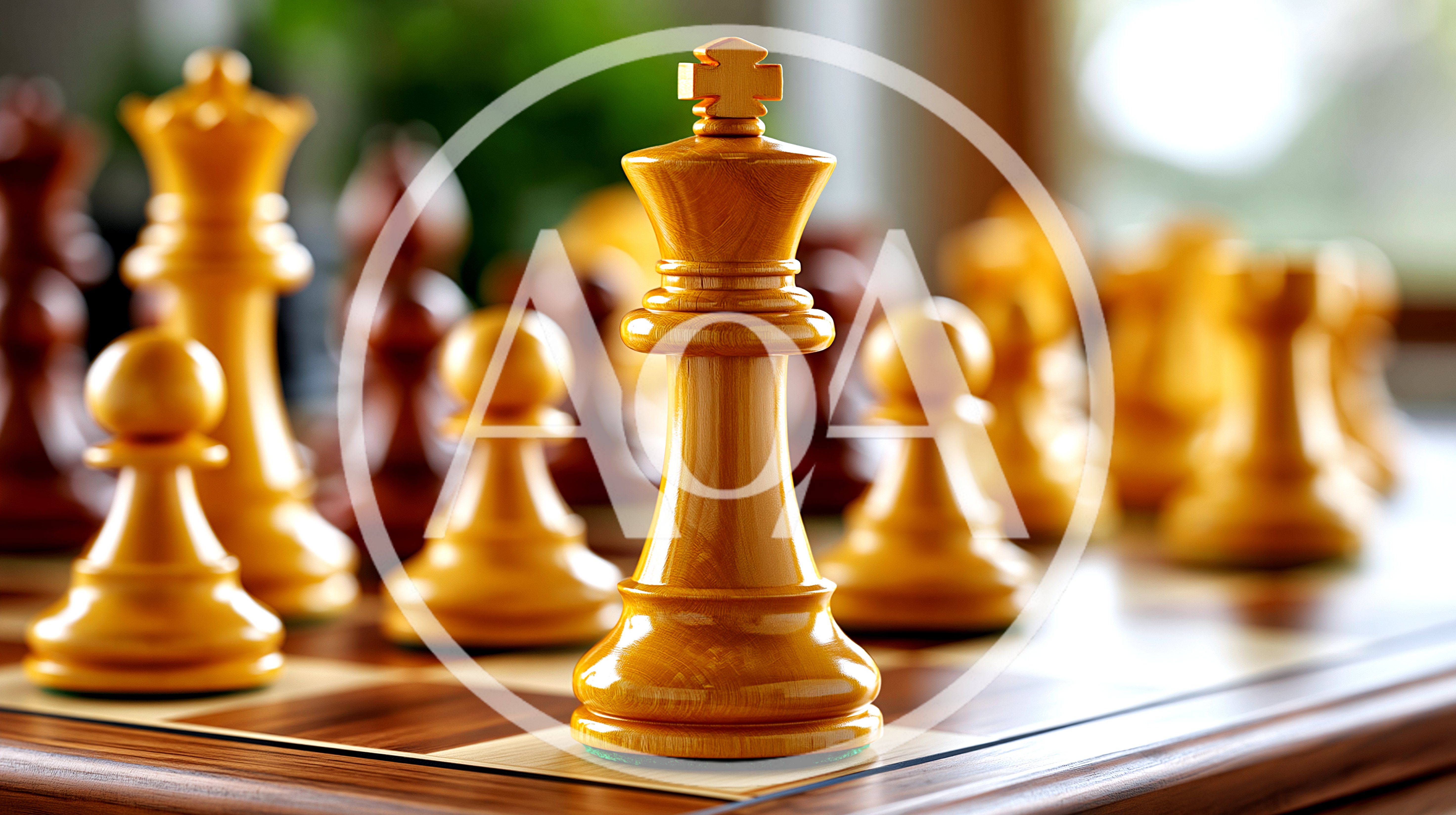 Wooden Chess King Piece Standing On A Chessboard