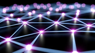 Abstract Digital Network Nodes With Glowing Connections