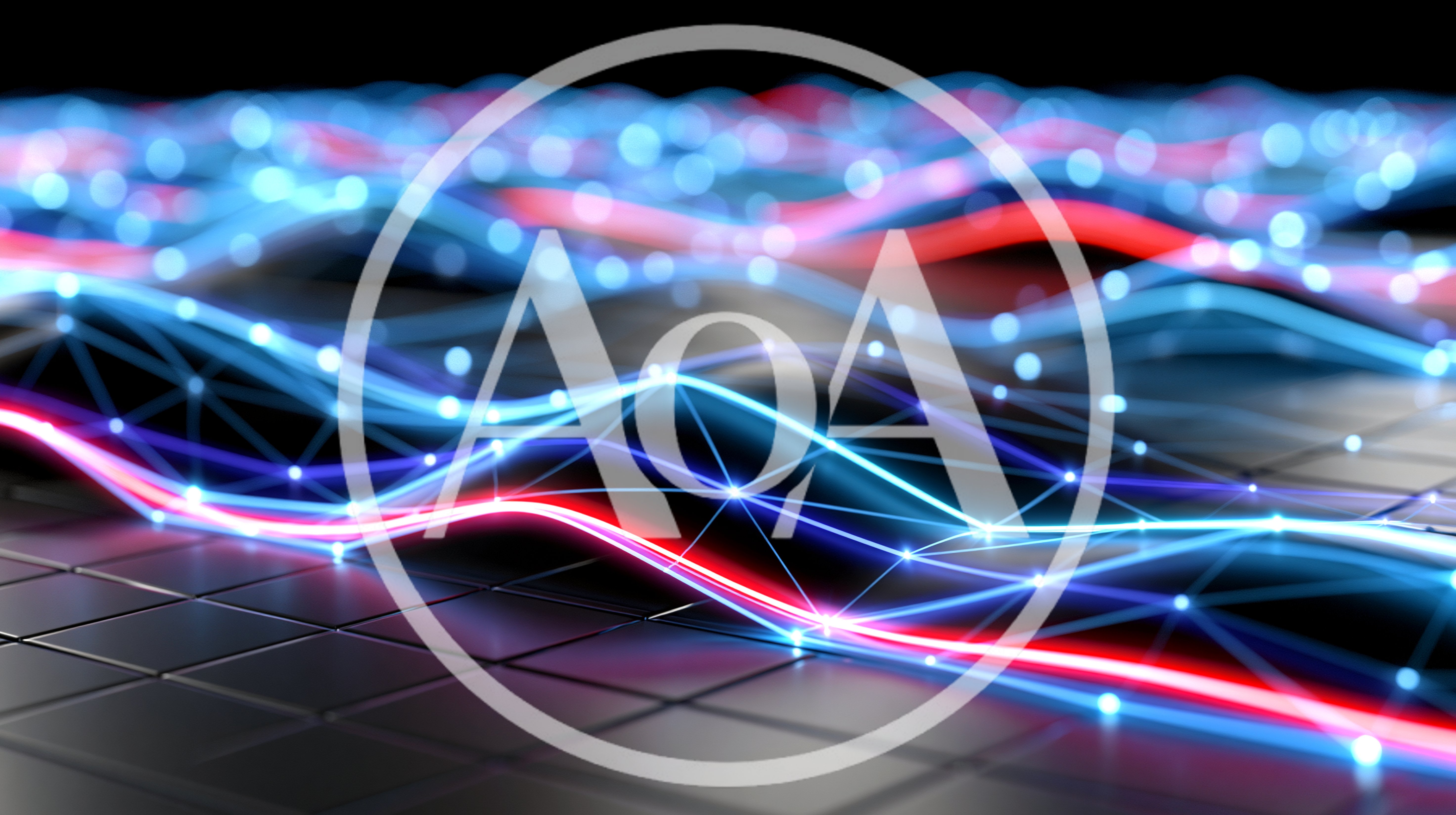 Abstract Digital Data Network With Glowing Wave Lines