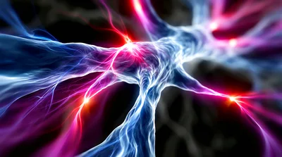 Abstract Neural Network Connection With Glowing Synaptic Activity