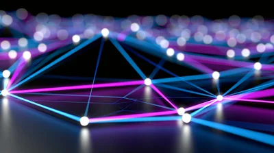 Abstract Digital Network Nodes With Glowing Connections
