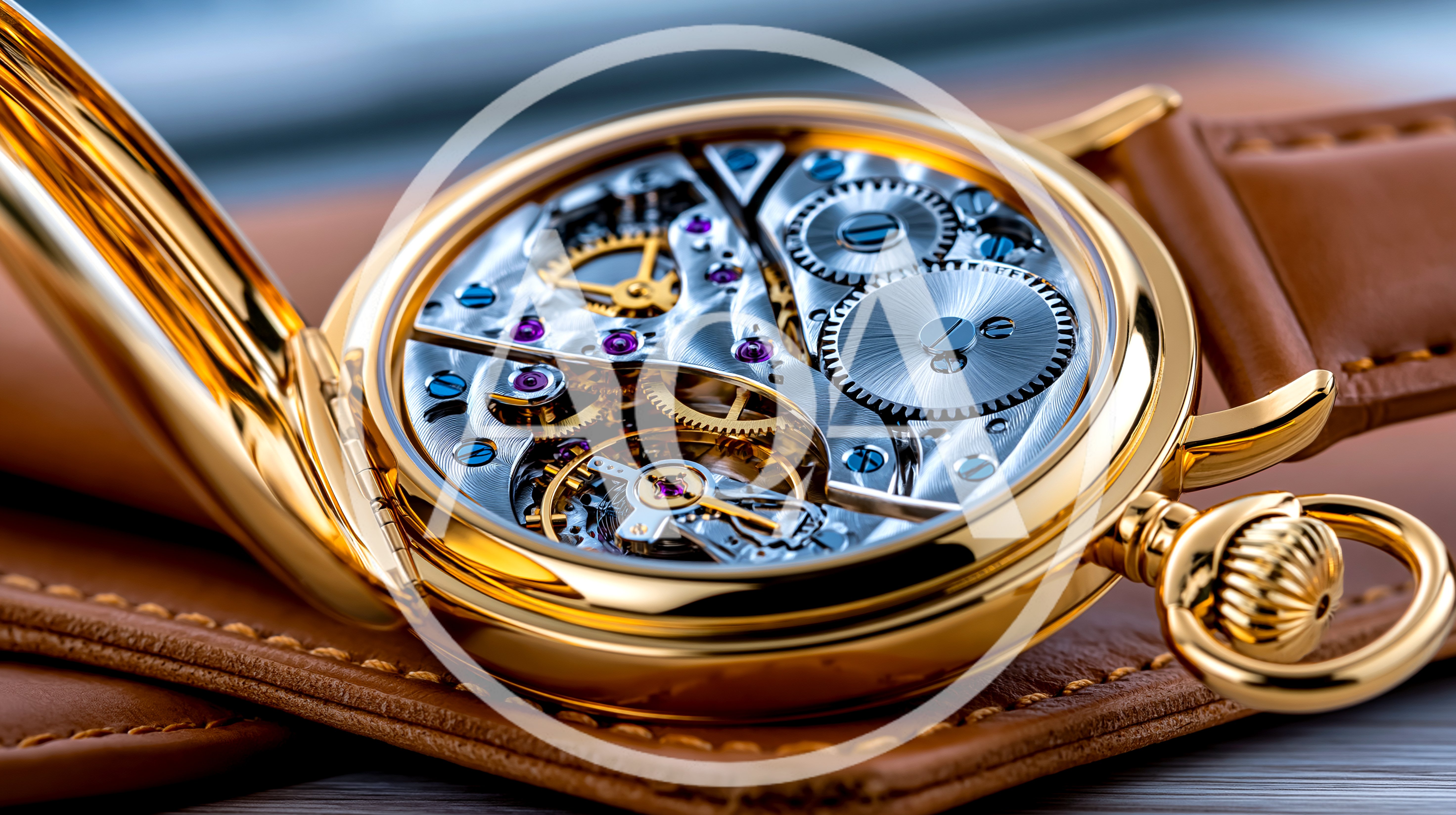 Close Up Of An Open Gold Pocket Watch Movement