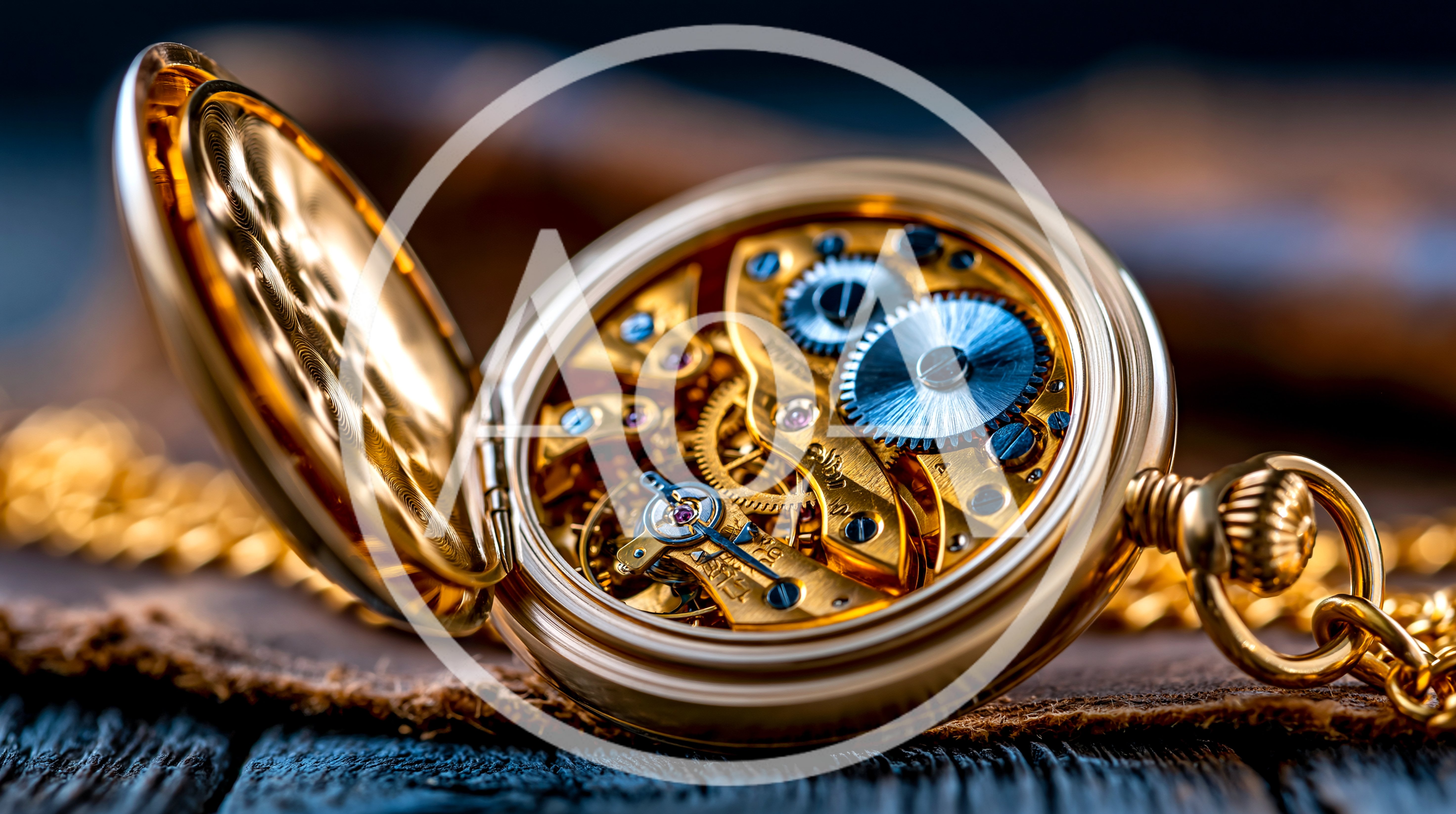 Open Gold Pocket Watch With Intricate Mechanical Movement