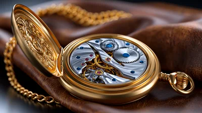 Open Gold Pocket Watch With Visible Mechanical Movement