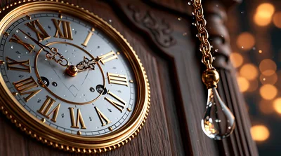 Close Up Of An Antique Wooden Wall Clock