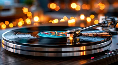 Vinyl Record Playing On A Turntable