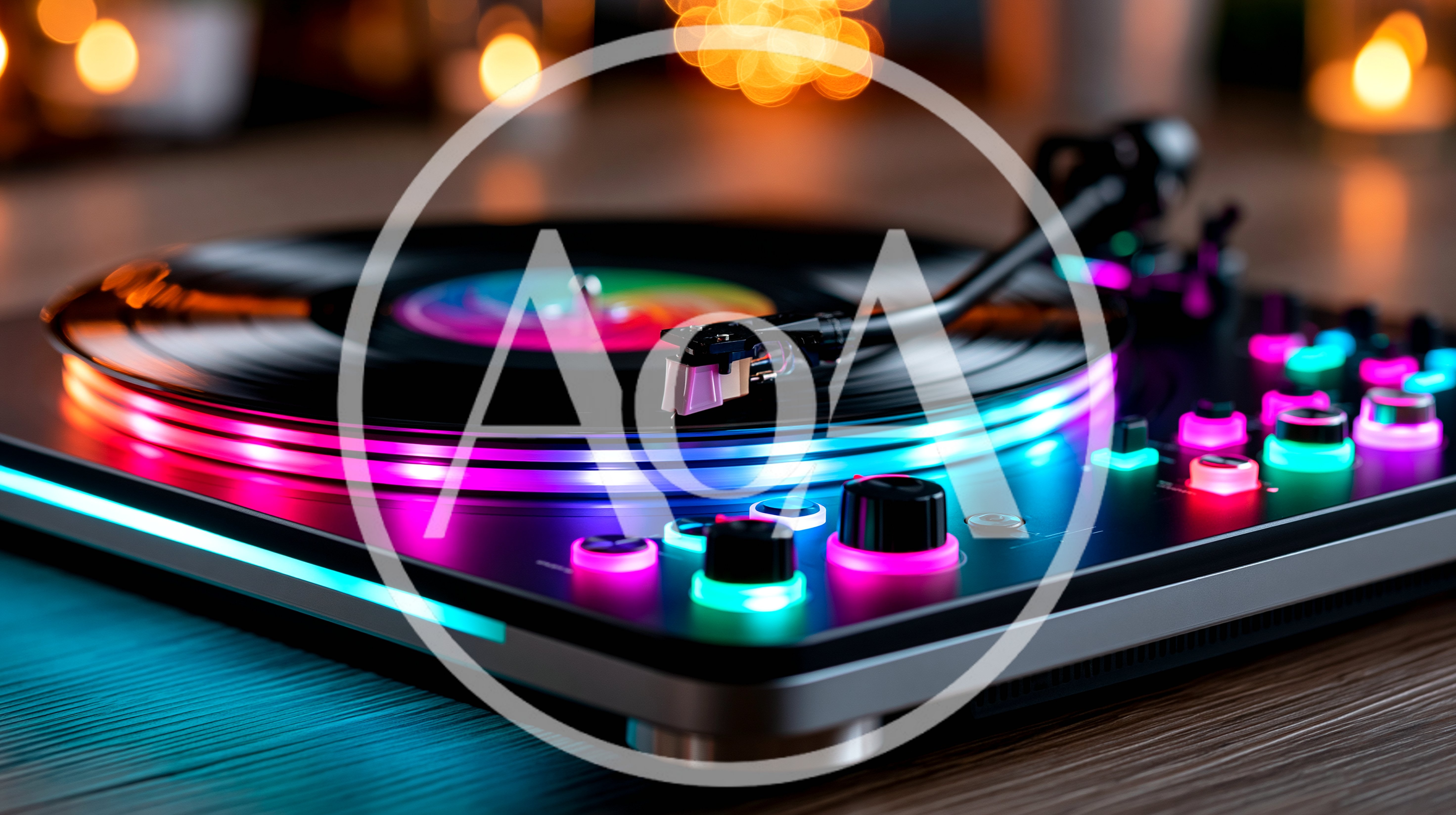 Modern DJ Turntable With Vibrant Neon LED Lighting