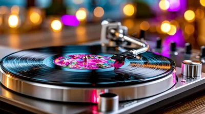 Vinyl Record Playing On A Modern Turntable