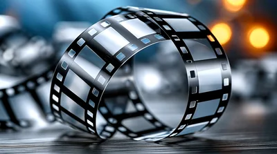 Curled Strip Of Vintage 35mm Motion Picture Film