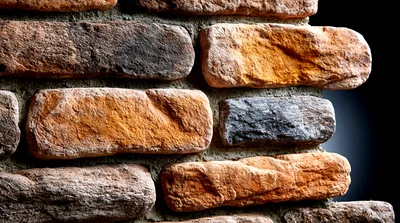 Textured Rustic Brick Wall Corner Close Up
