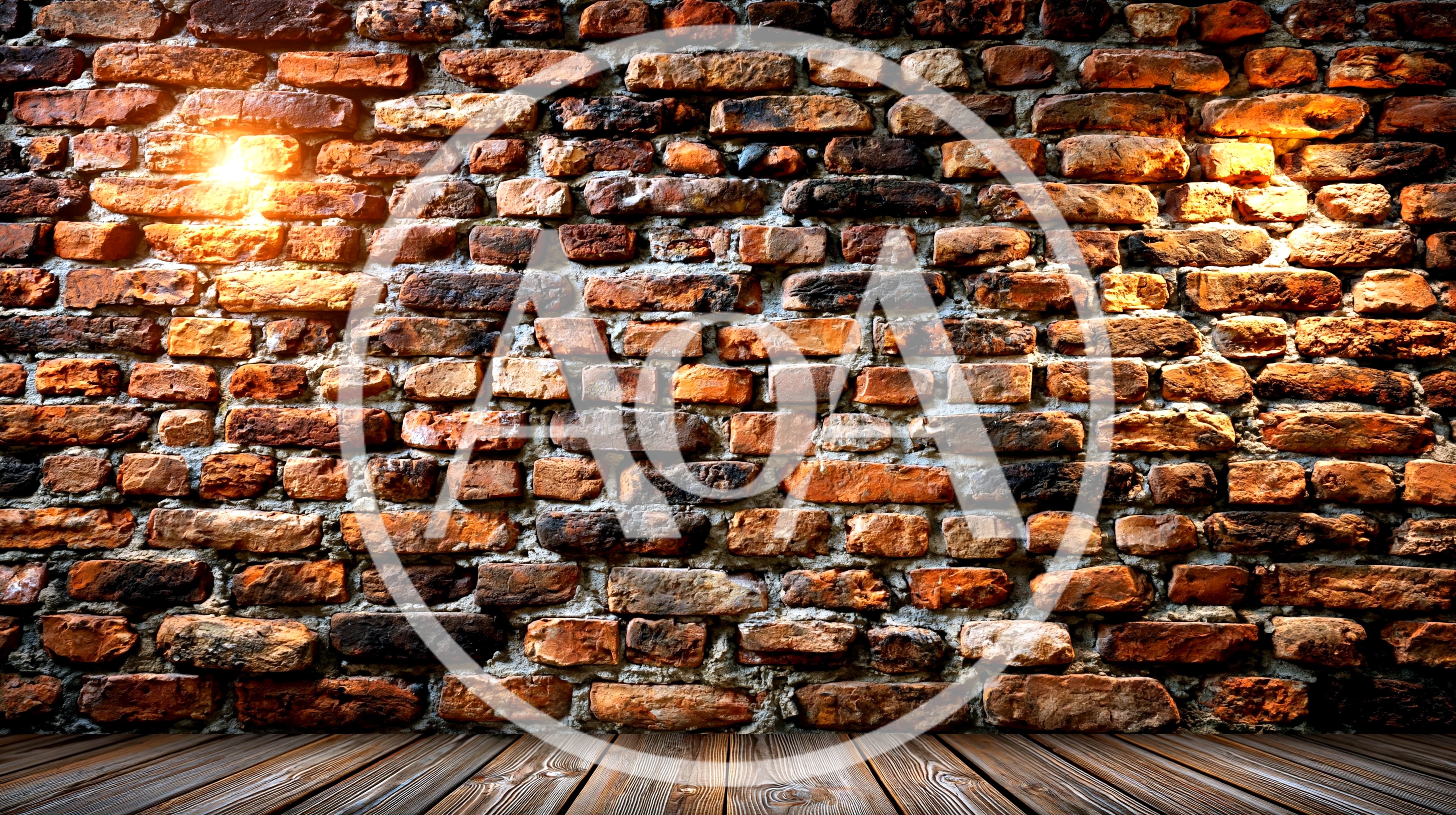 Rustic Brick Wall Background With Wooden Floor