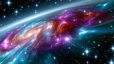 Vibrant Spiral Galaxy Rotating In Deep Space