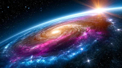 Spiral Galaxy Rotating In Deep Space