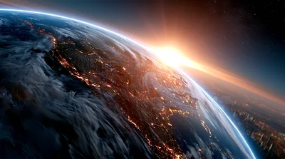 Cinematic Sunrise Over Earth From Space