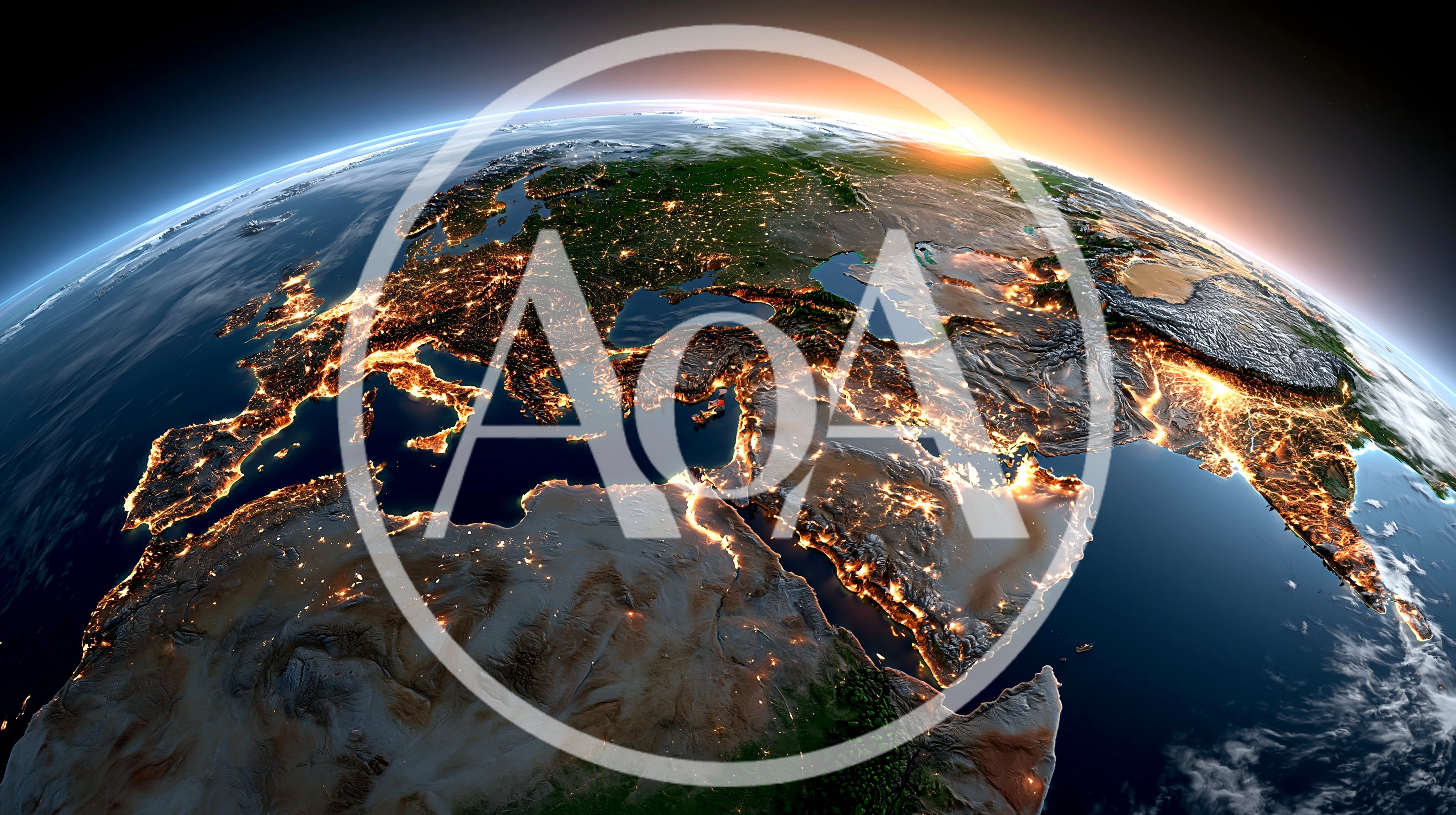 Earth From Space Showing Night Lights Of Europe And Asia